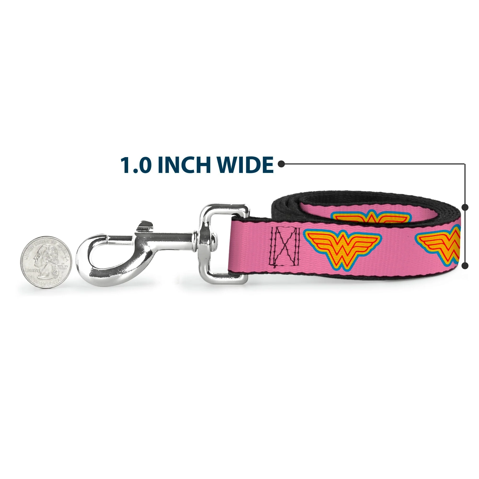 Dog Leash - Wonder Woman Logo Pink/Blue/Yellow/Pink - Image 5