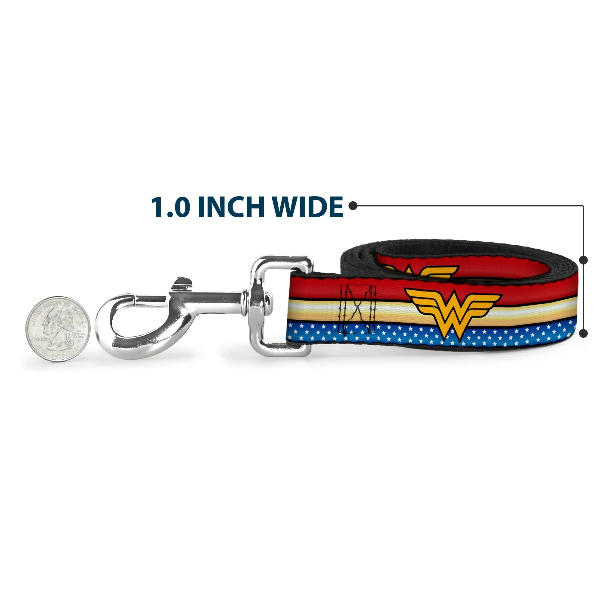 Dog Leash - Wonder Woman Logo Stripe/Stars Red/Gold/Blue/White - Image 5