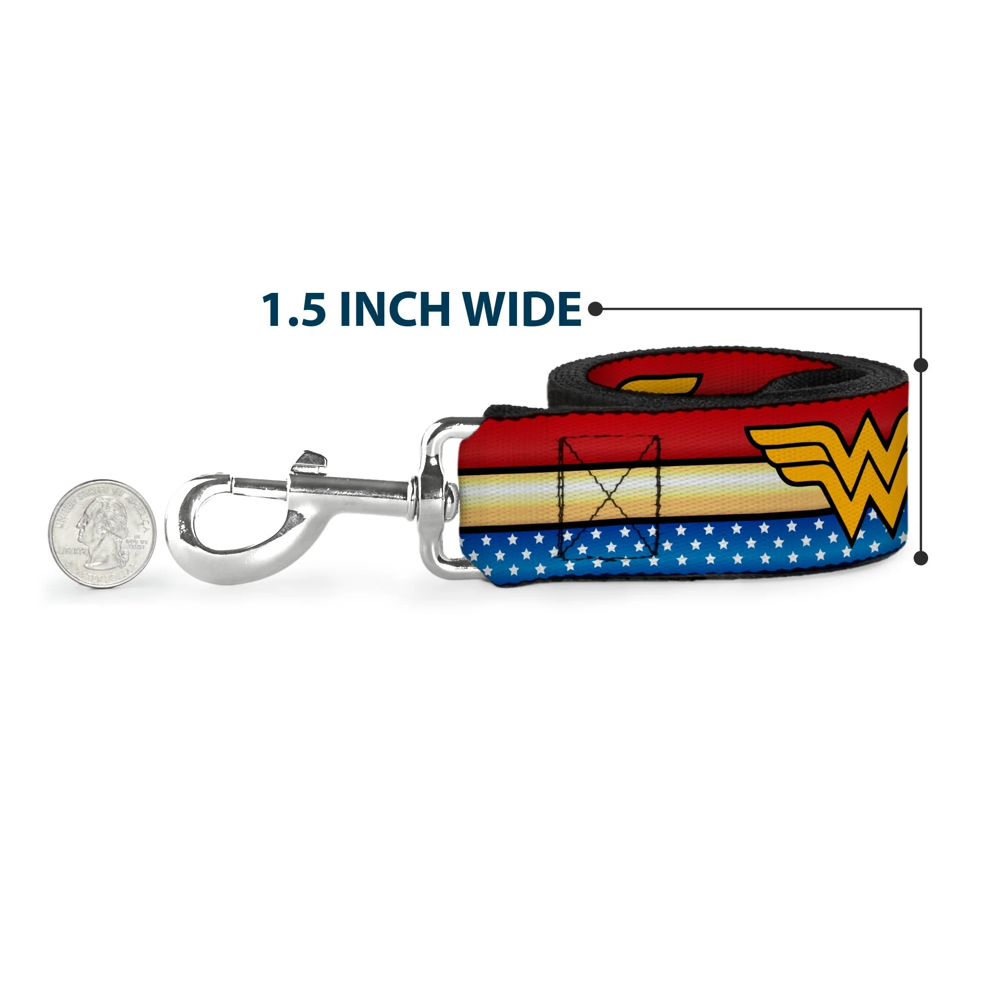 Dog Leash - Wonder Woman Logo Stripe/Stars Red/Gold/Blue/White - Image 6