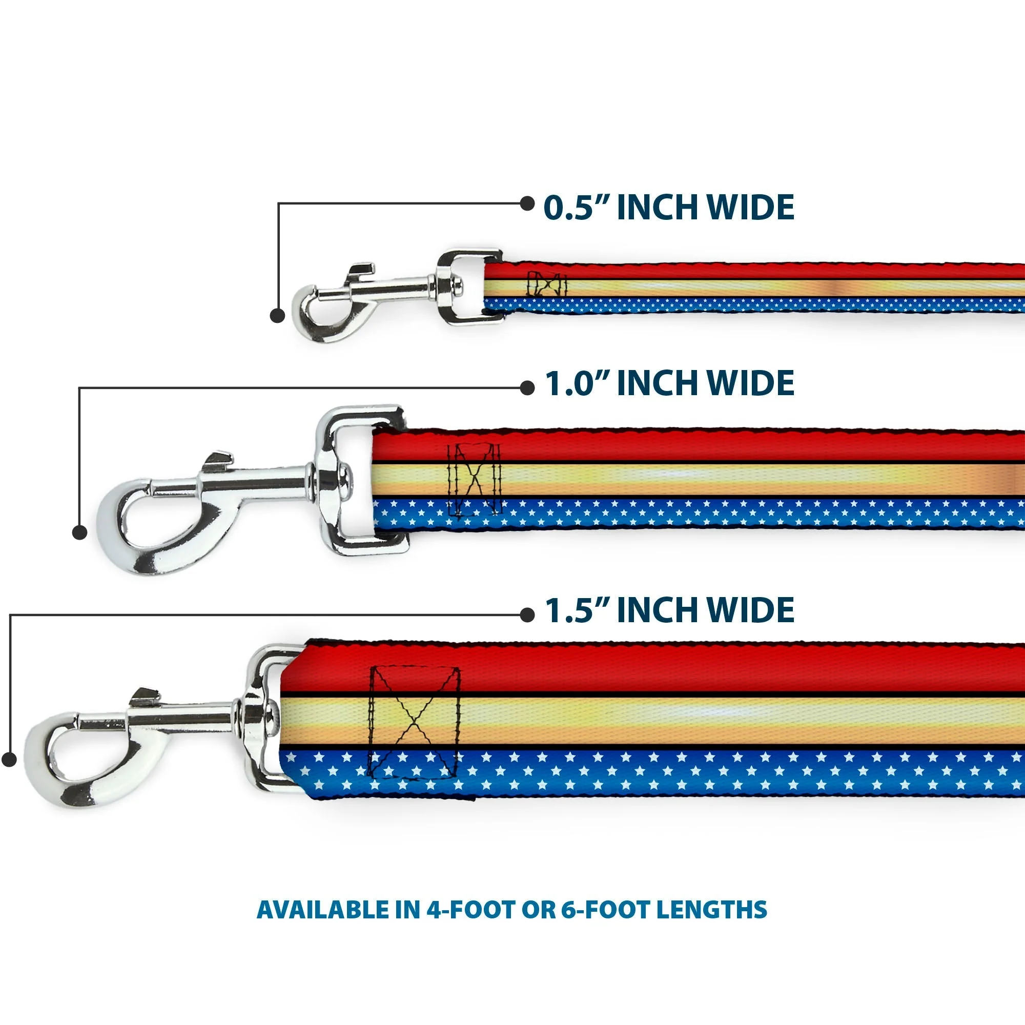 Dog Leash - Wonder Woman Stripe/Stars Red/Gold/Blue/White - Image 3