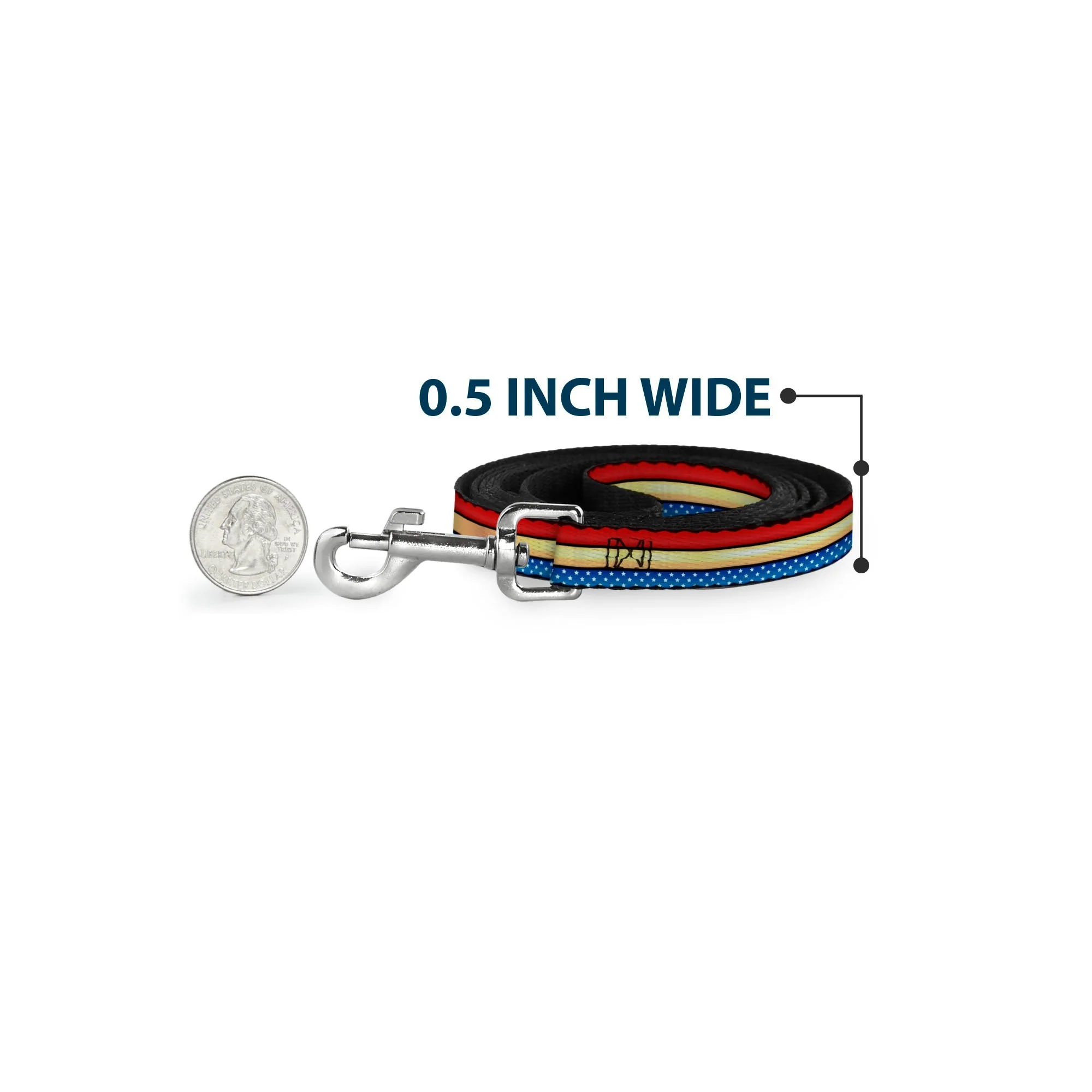 Dog Leash - Wonder Woman Stripe/Stars Red/Gold/Blue/White - Image 4