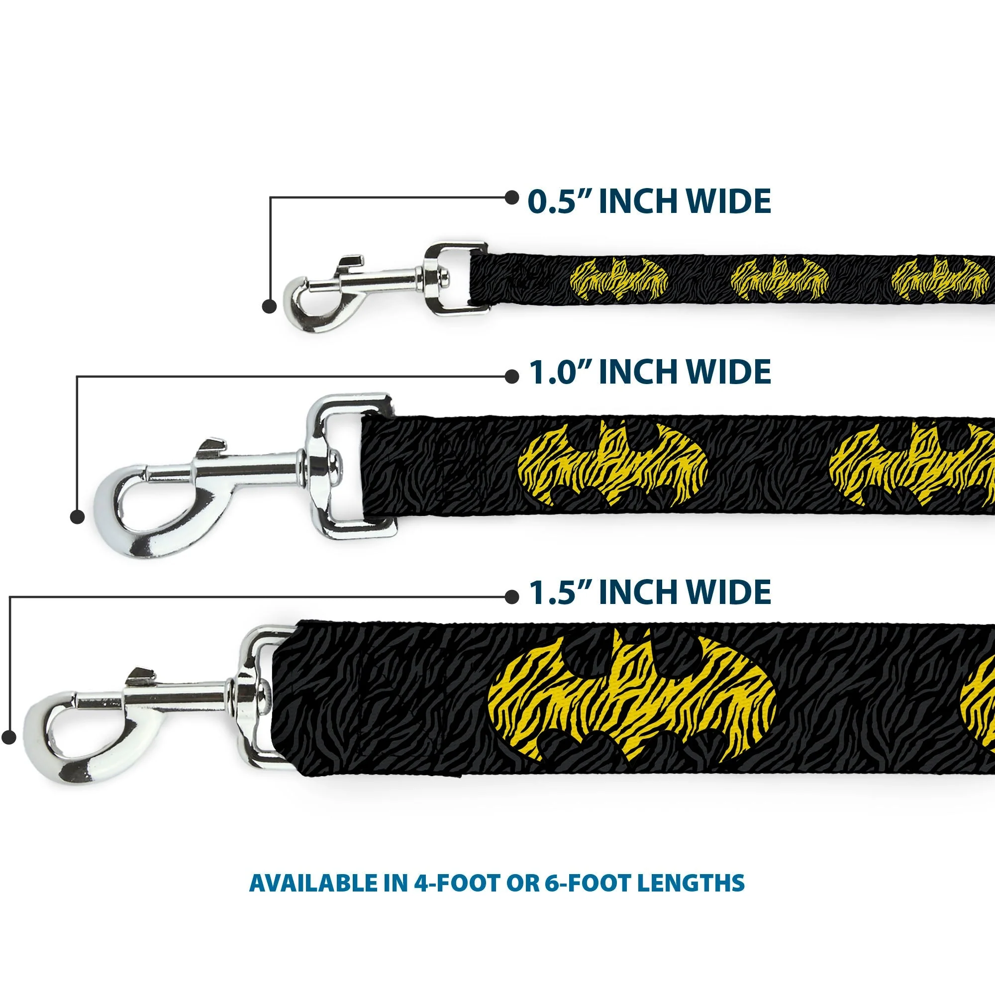Dog Leash - Zebra Bat Signal Black/Gray/Yellow/Black - Image 3