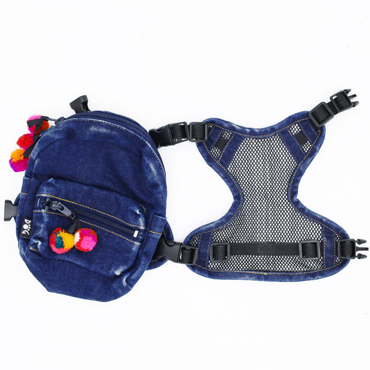 Doggie Denim Backpack Harness Vest - Diva Patches - Image 3