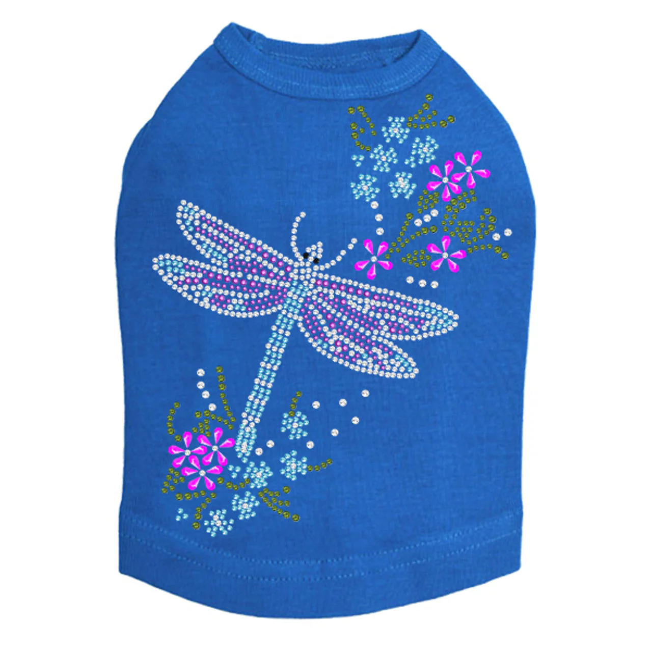 Dragonfly with Flowers - Dog Tank - Image 10