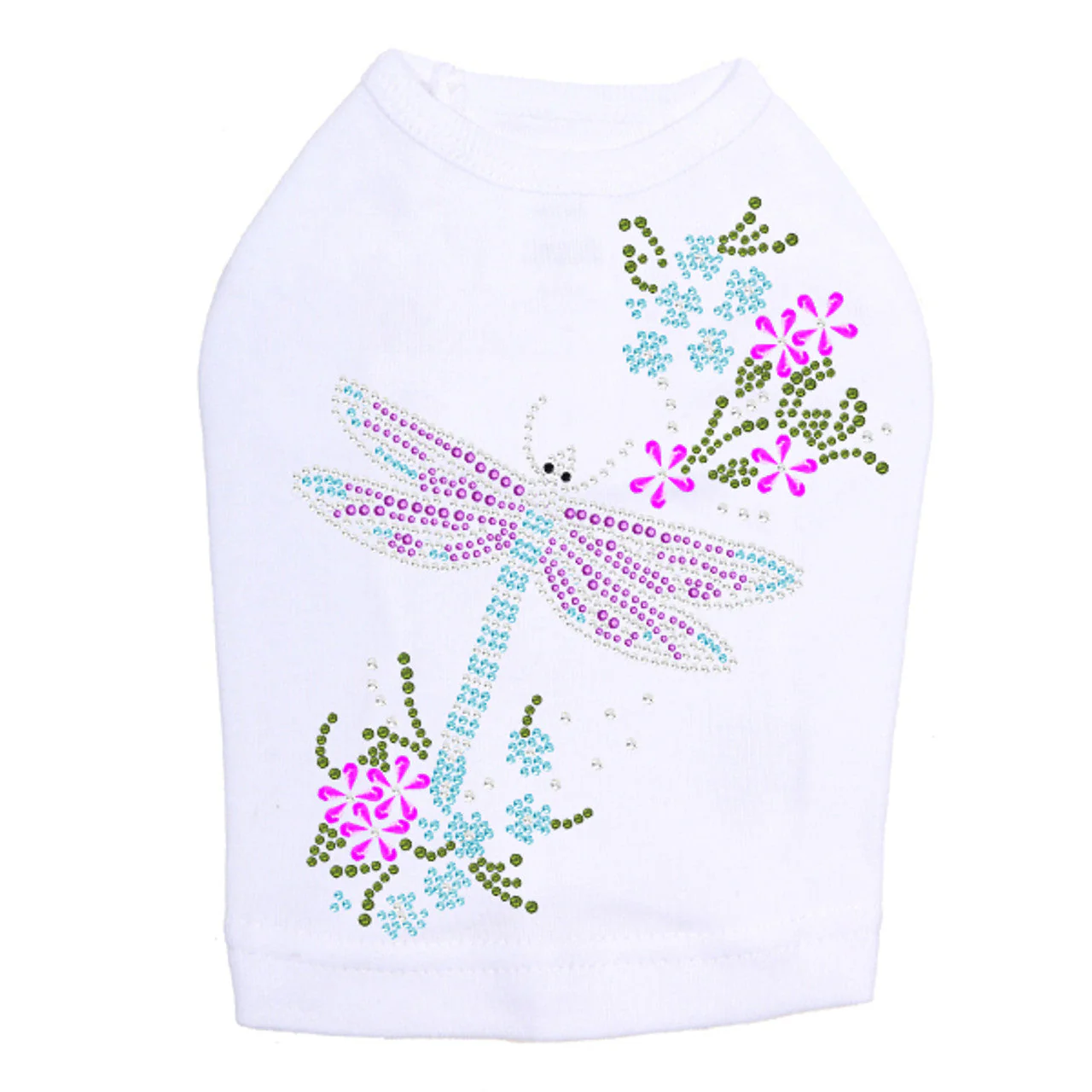 Dragonfly with Flowers - Dog Tank - Image 11