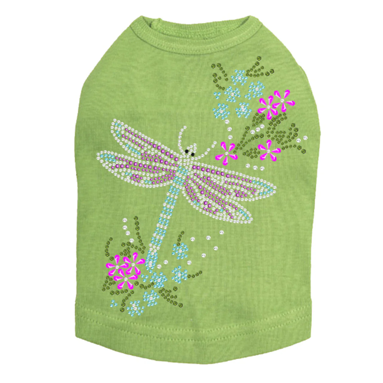Dragonfly with Flowers - Dog Tank - Image 14