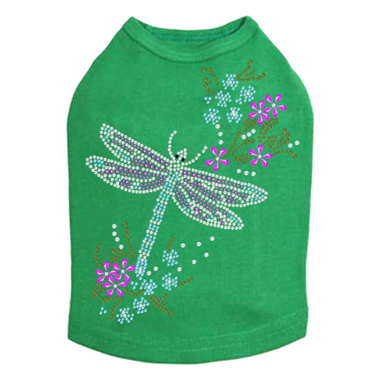 Dragonfly with Flowers - Dog Tank - Image 6