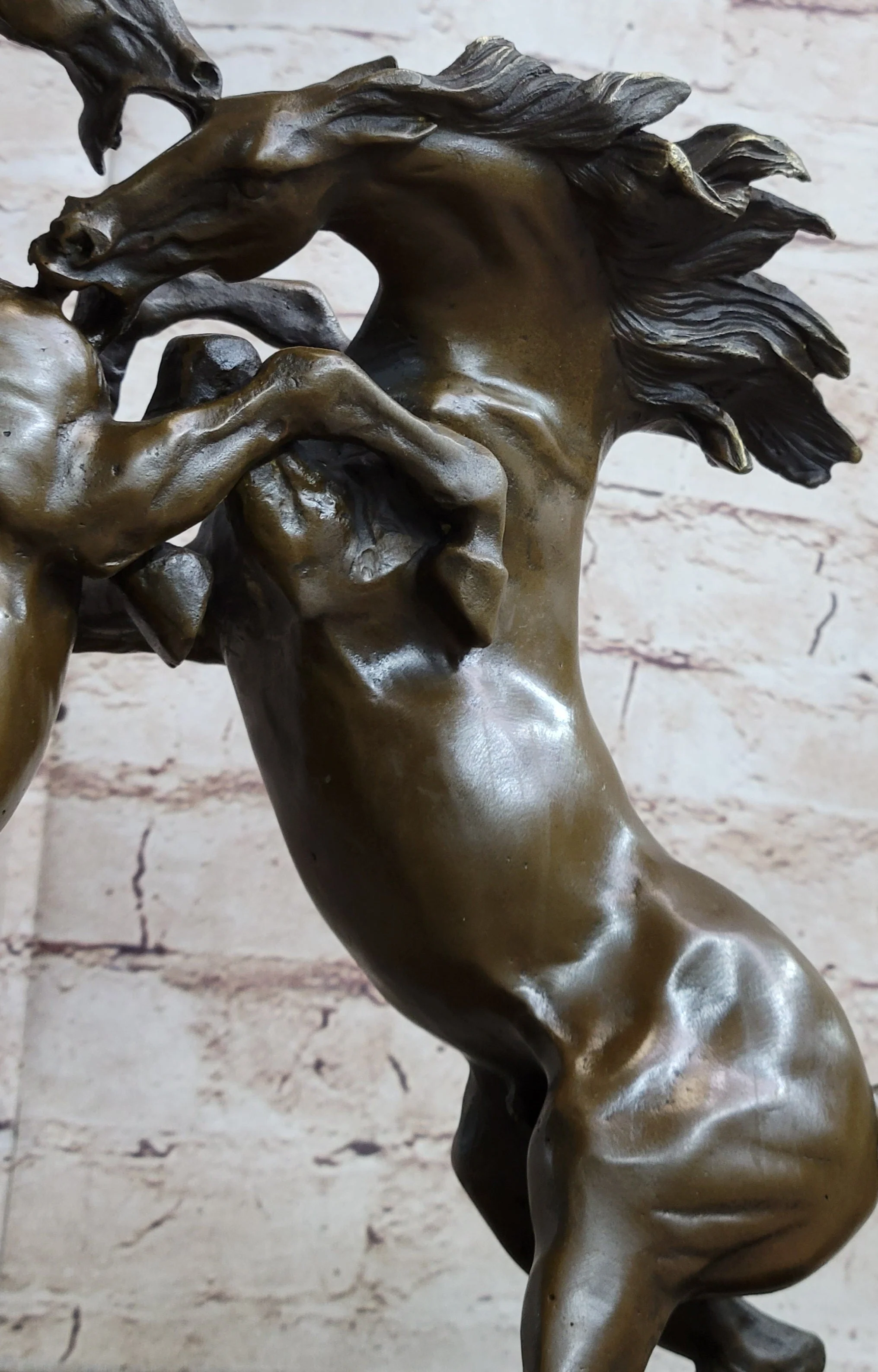 Dueling Stallion Horses Rearing Horse Bronze Statue Sculpture Decor Marble Base Original - Image 7