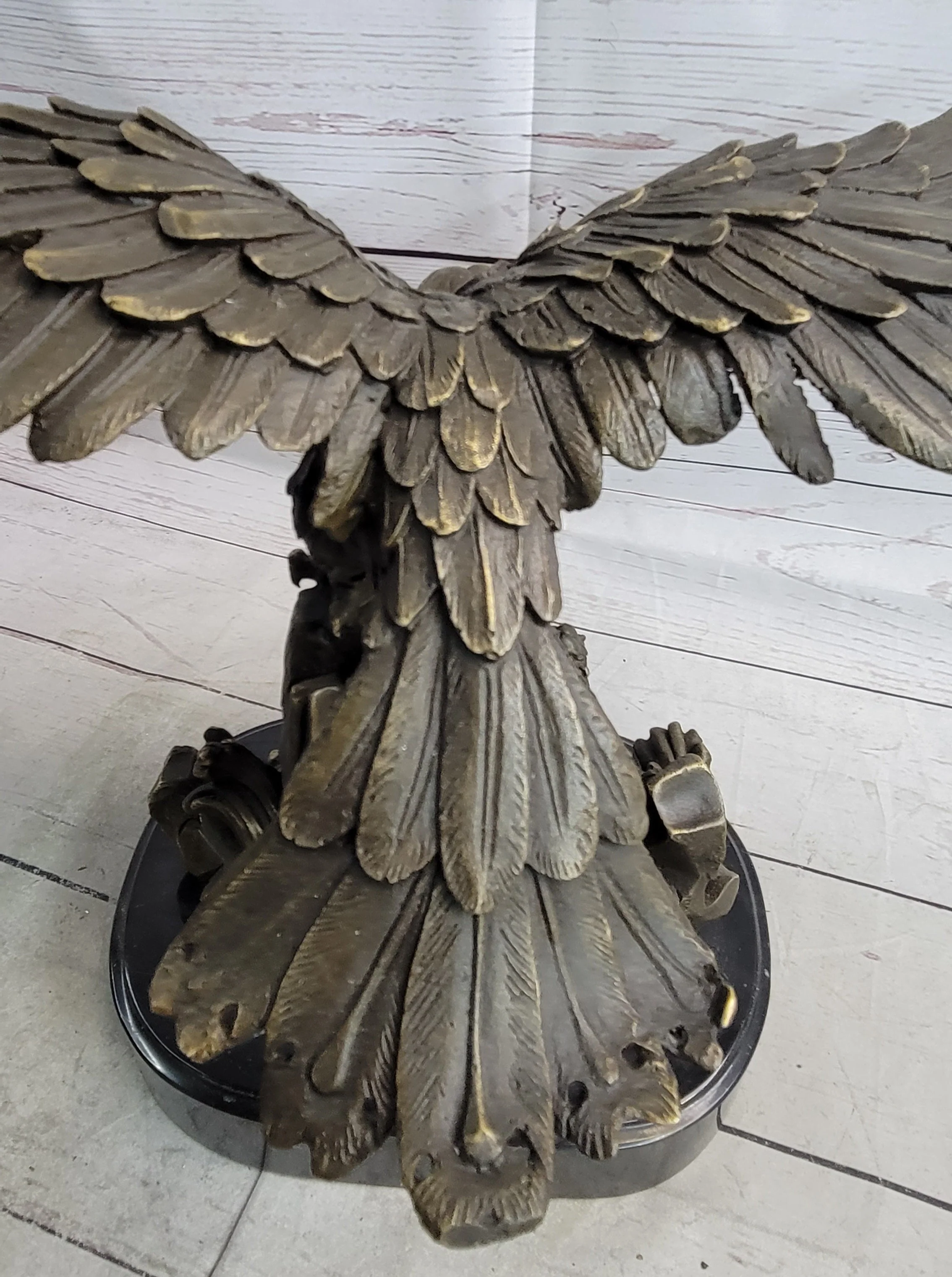 Eagle Landing on Waves Water Bronze Metal Statue Sculpture Figurine Decor Signed - Image 9