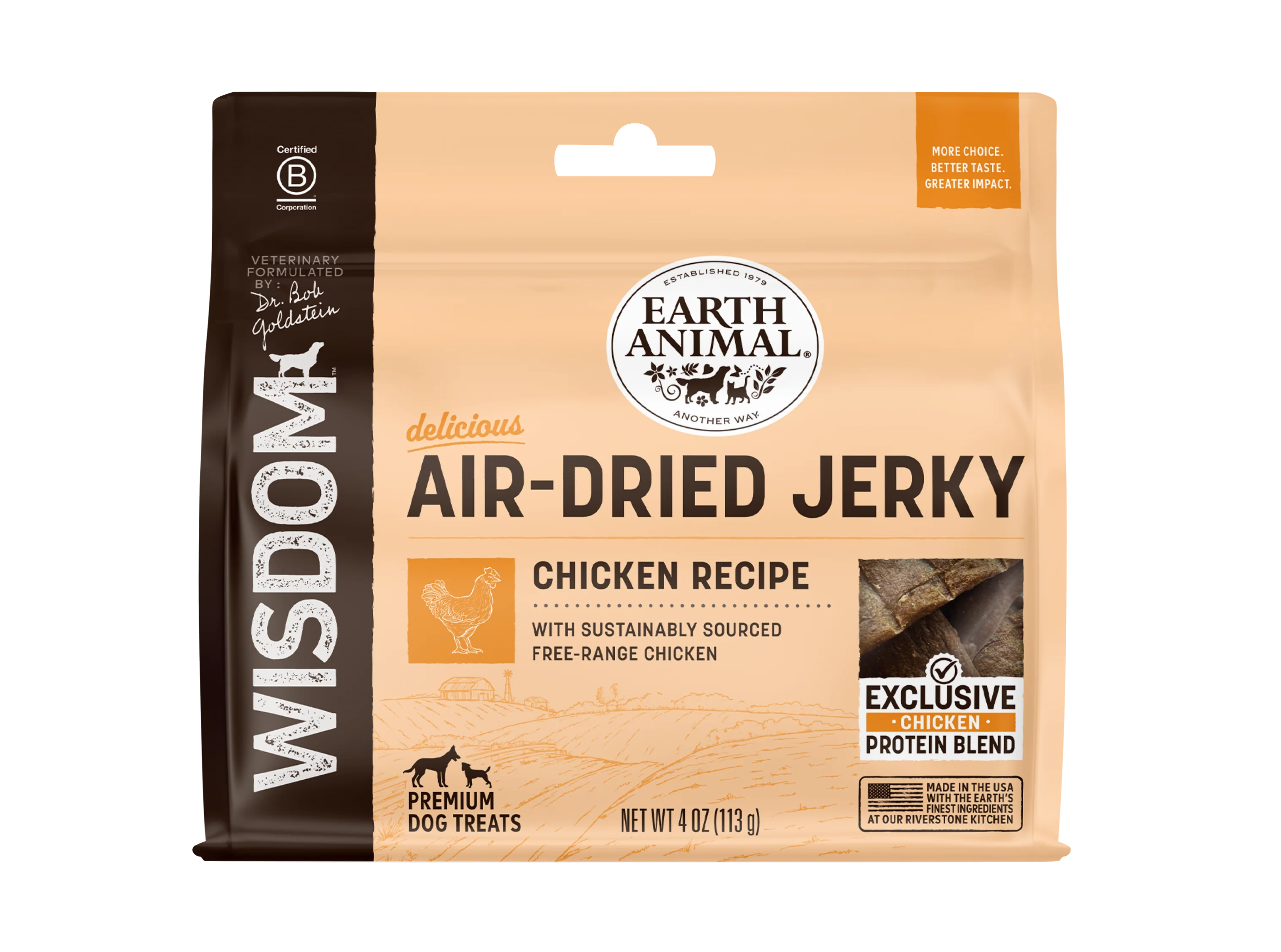 Earth Animal Wisdom Air Dried Chicken Jerky Dog Treats (4oz)