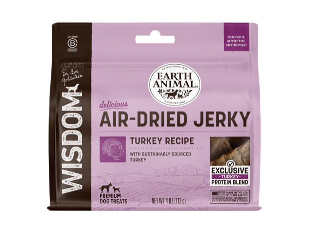 Earth Animal Wisdom Air Dried Turkey Jerky Dog Treats (4oz)