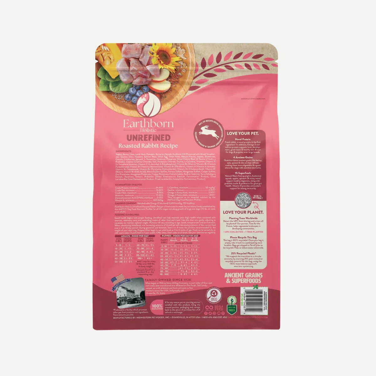 Earthborn All Life Stages Unrefined Ancient Roasted Rabbit Dry Dog Food - Image 2