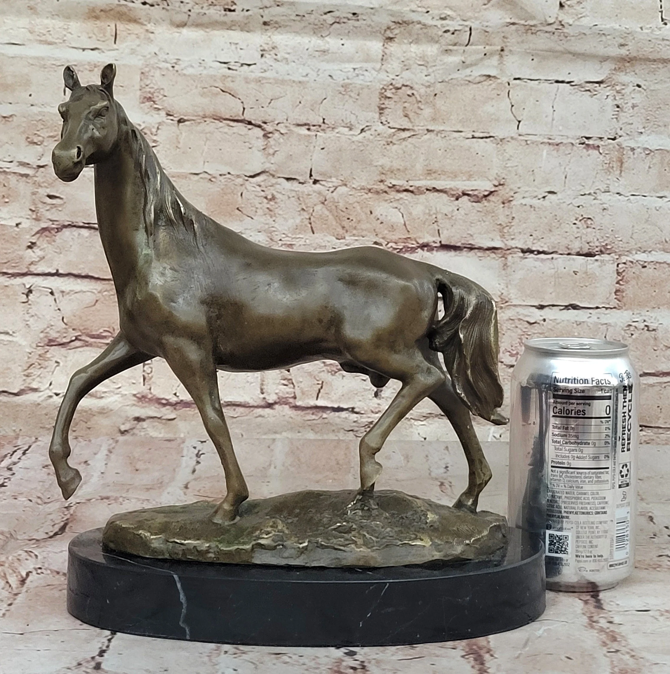 Elegant Bronze Horse Sculpture on Black Marble Base after PJ Mene - Image 2