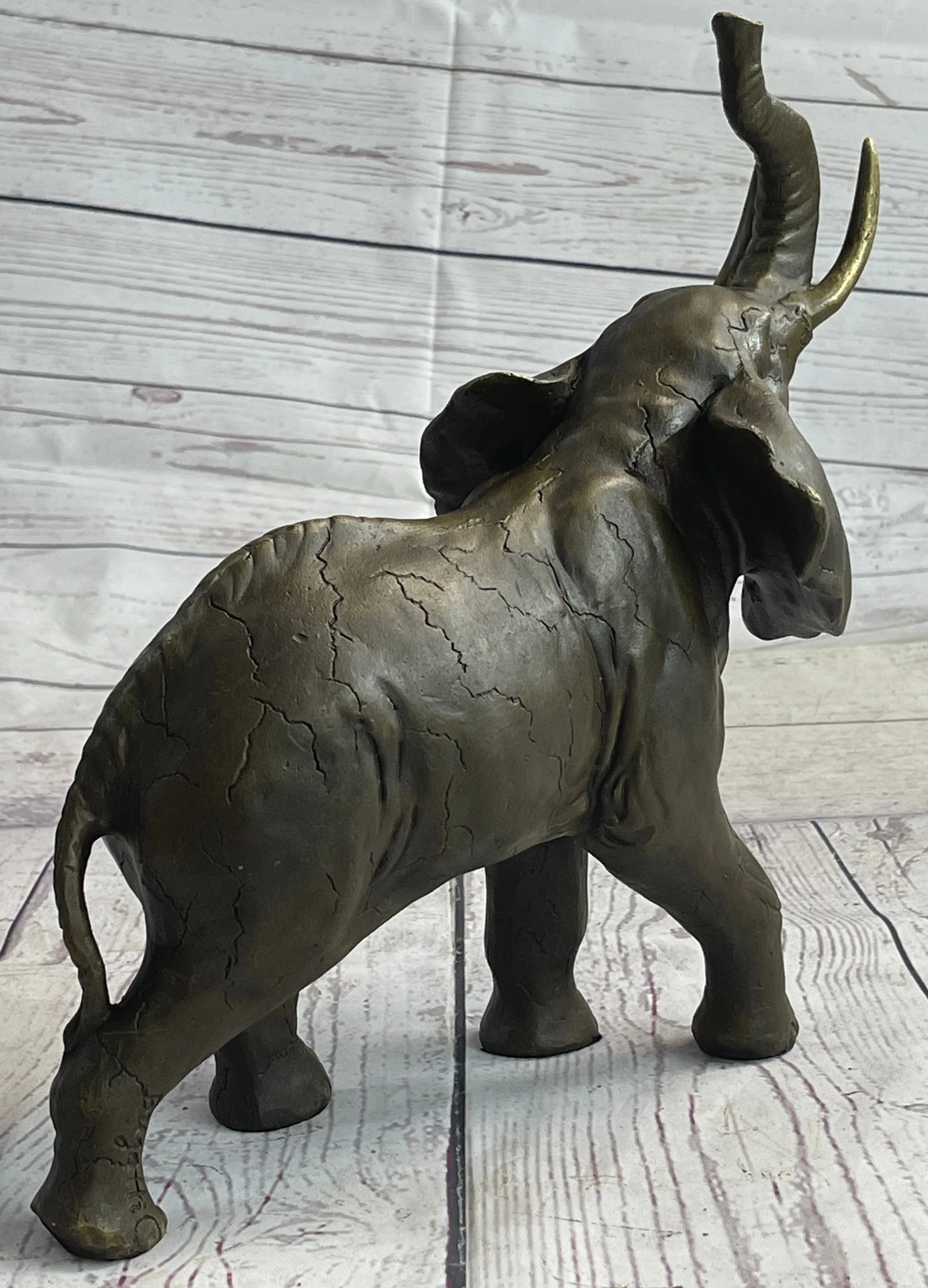 Elephant Bronze Metal Figurine Figure Sculpture Decor 11" x 13" - Image 4
