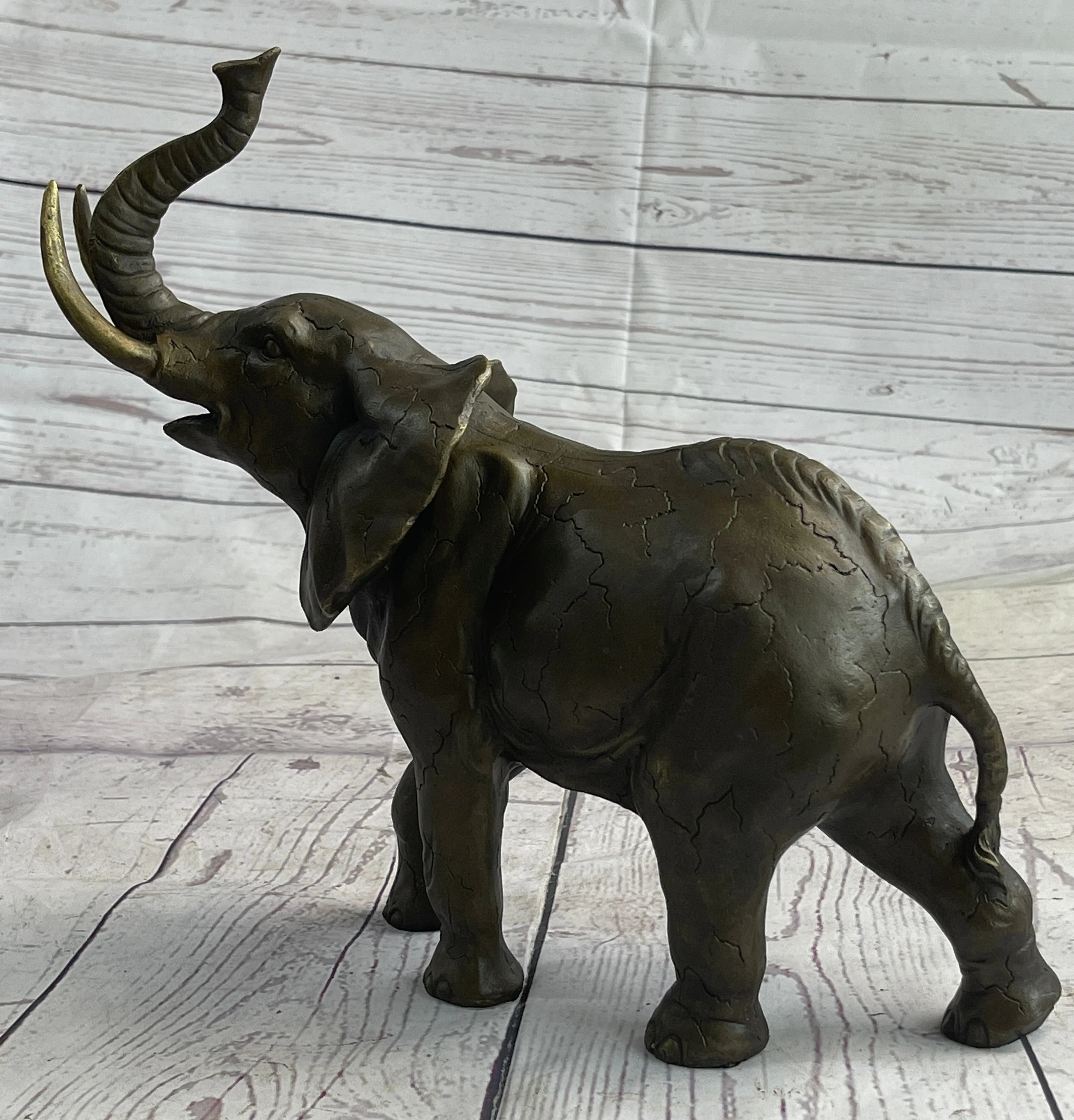 Elephant Bronze Metal Figurine Figure Sculpture Decor 11" x 13" - Image 5