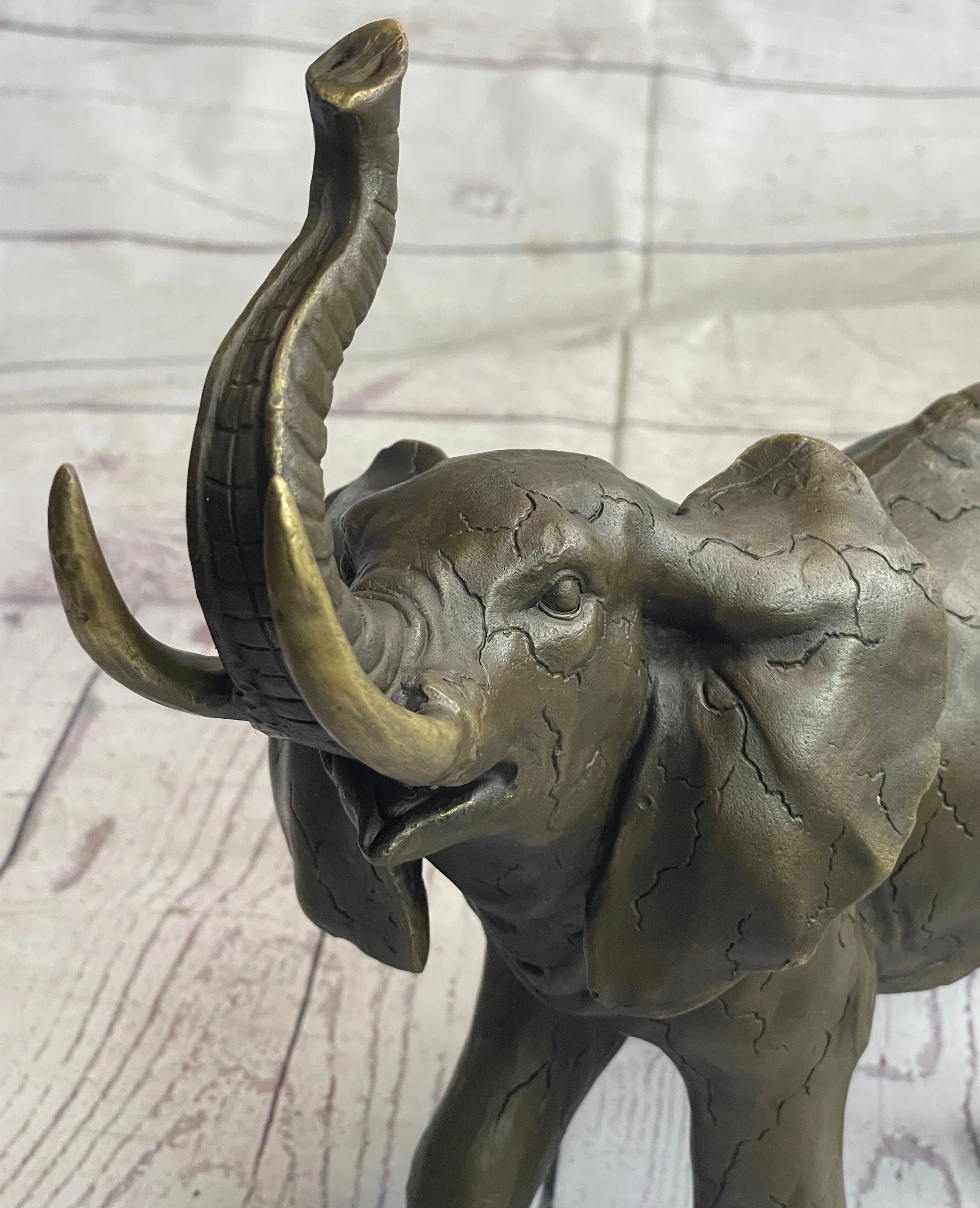 Elephant Bronze Metal Figurine Figure Sculpture Decor 11" x 13" - Image 6