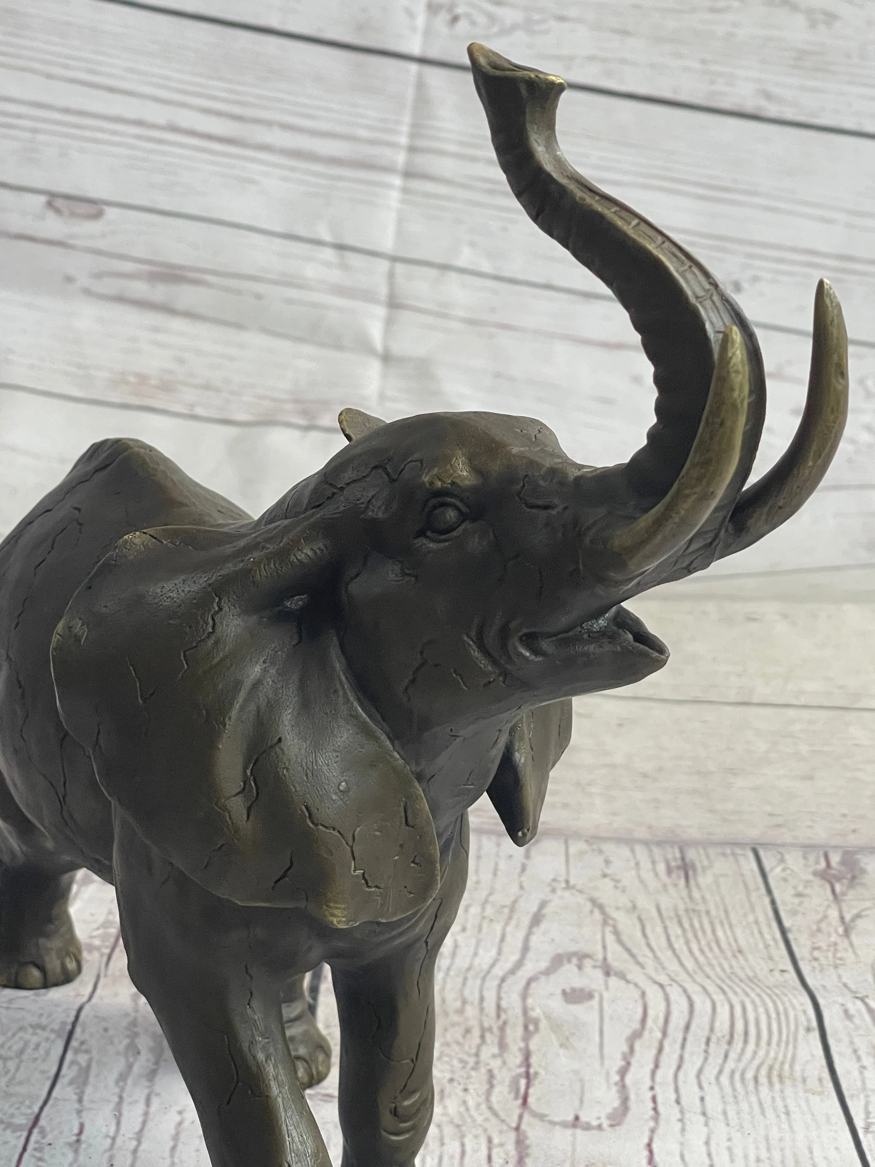 Elephant Bronze Metal Figurine Figure Sculpture Decor 11" x 13" - Image 7