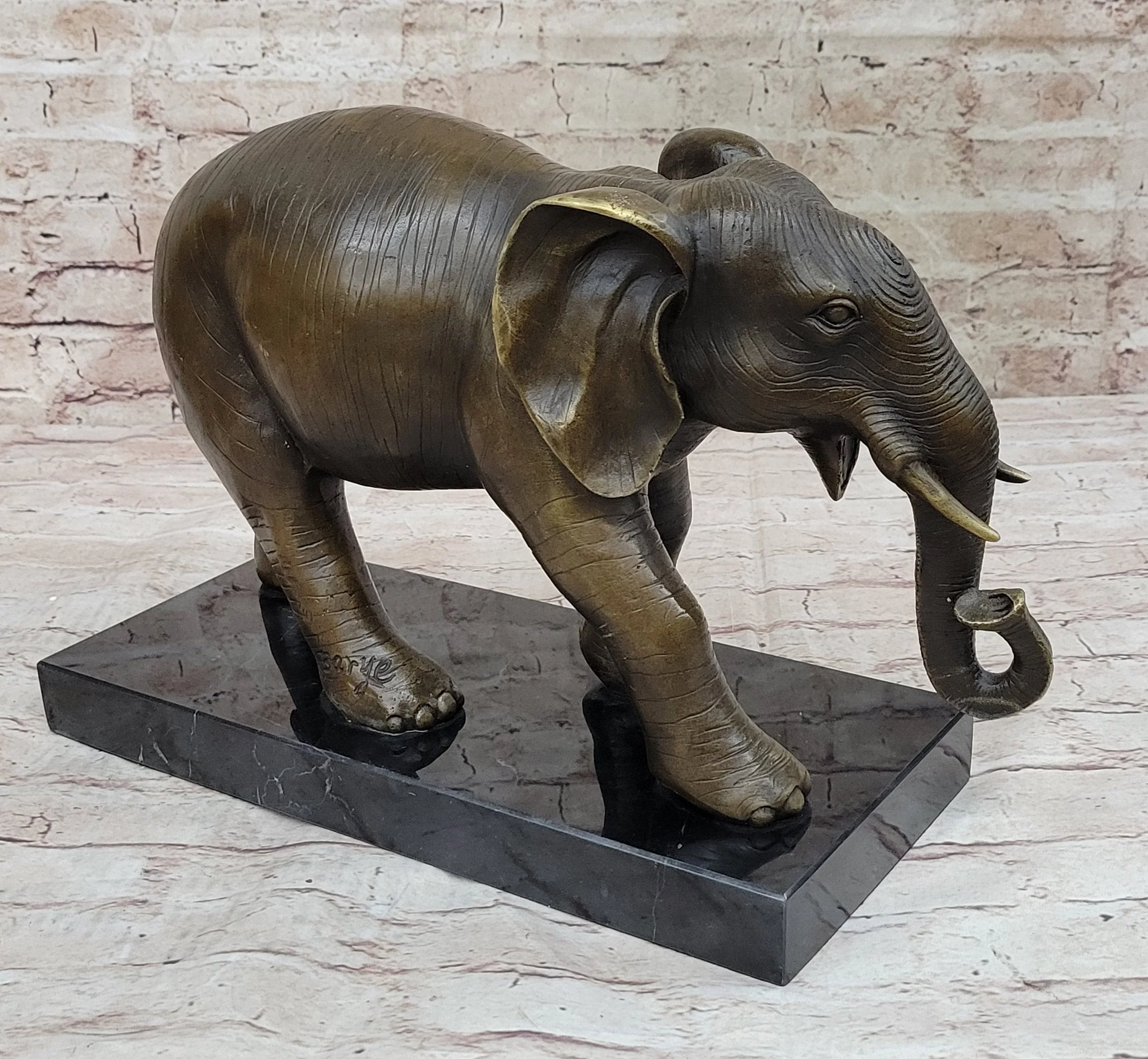 Elephant Bronze Sculpture Statue on Marble base - Antoine Barye Reproduction Art - Image 3