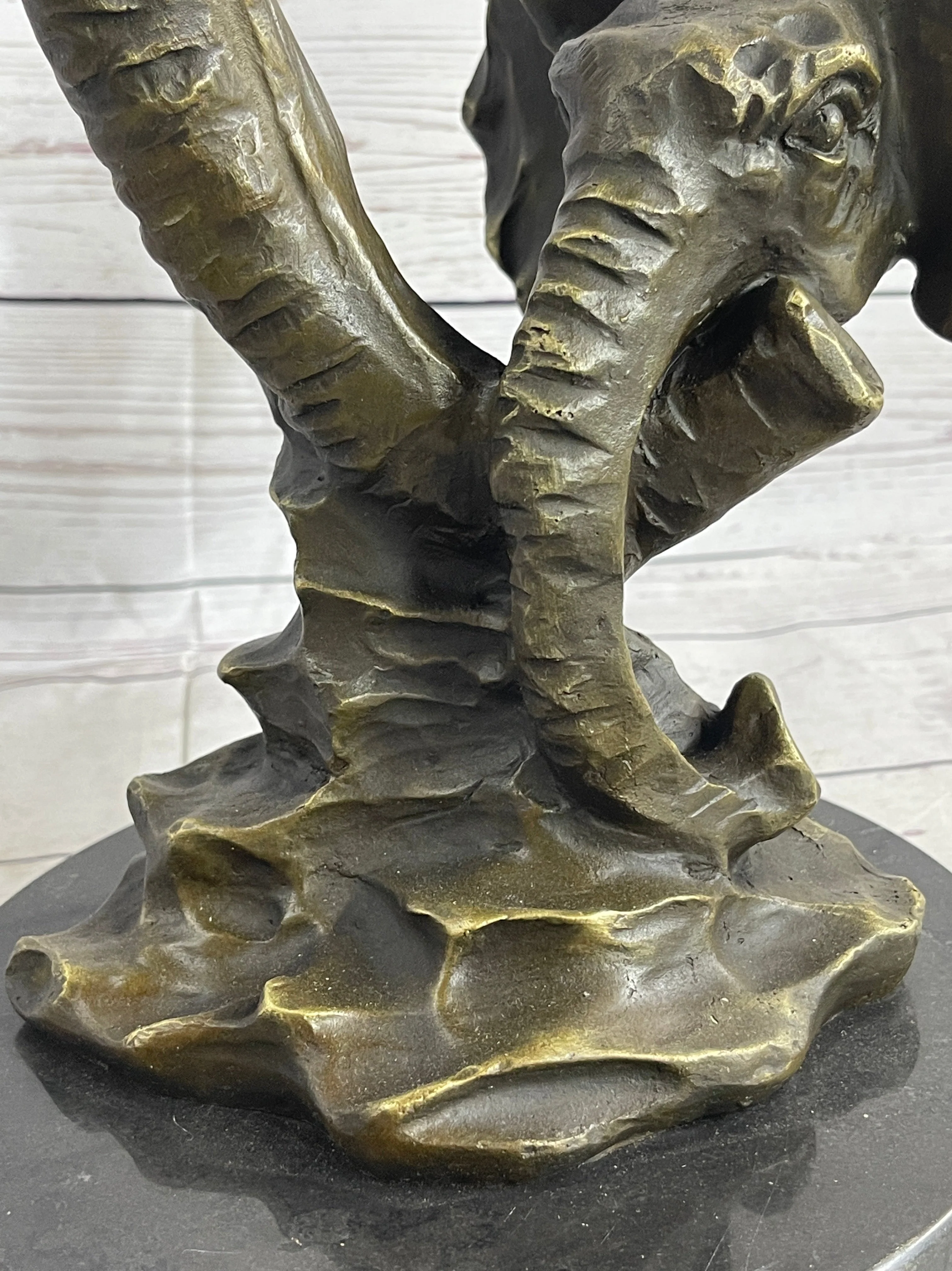 Elephant Family Abstract Bronze Bust Statue Sculpture Head Signed Modern Art 16" x 13" - Image 9