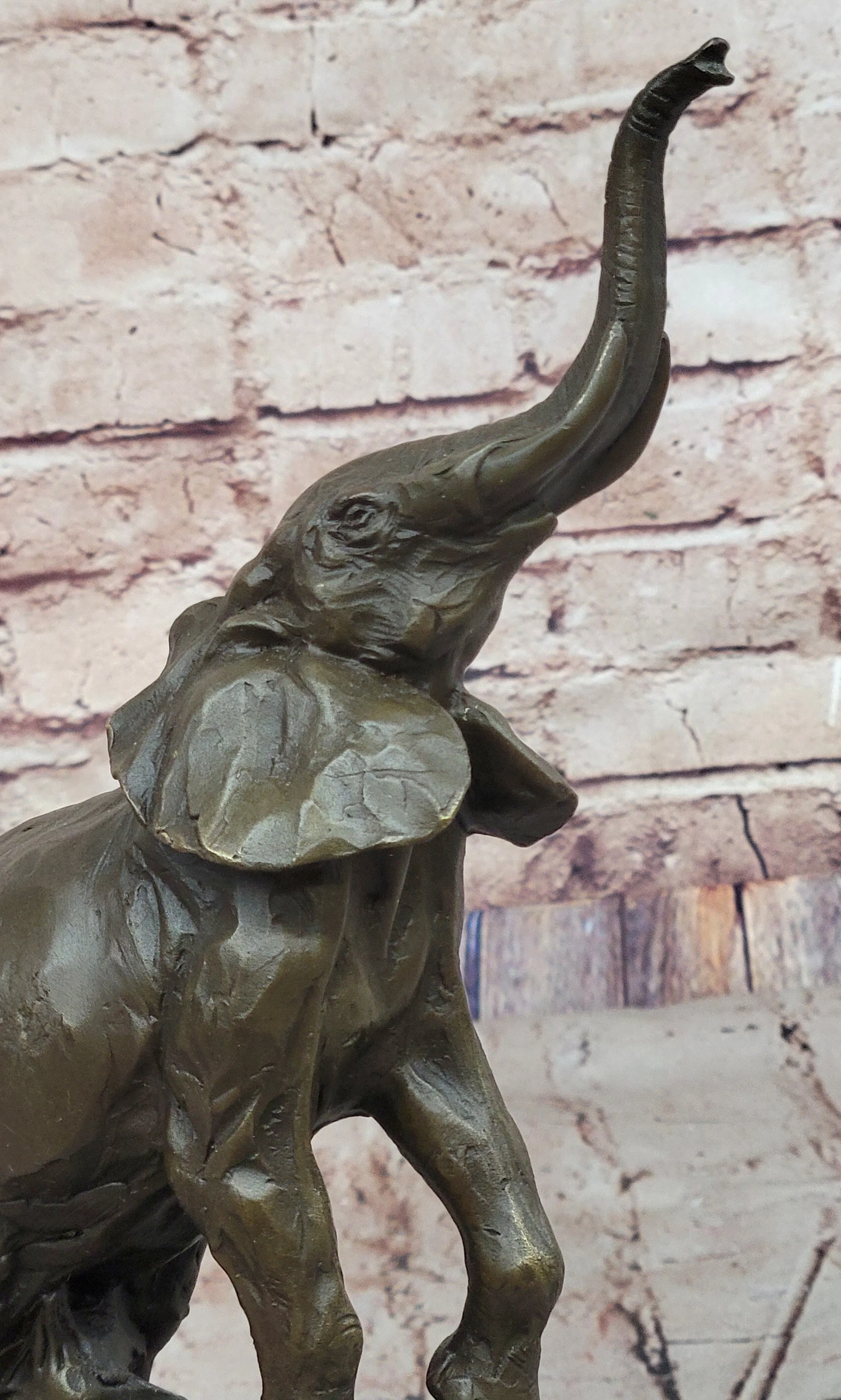 Elephant Standing on Hind Legs Bronze Figure Statue Sculpture Signed Art on Marble Base - Image 7