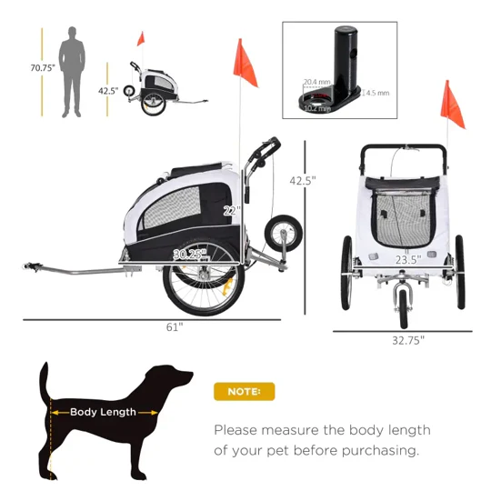 Elite II 2-In-1 Pet Dog Bike Trailer and Stroller - Image 4
