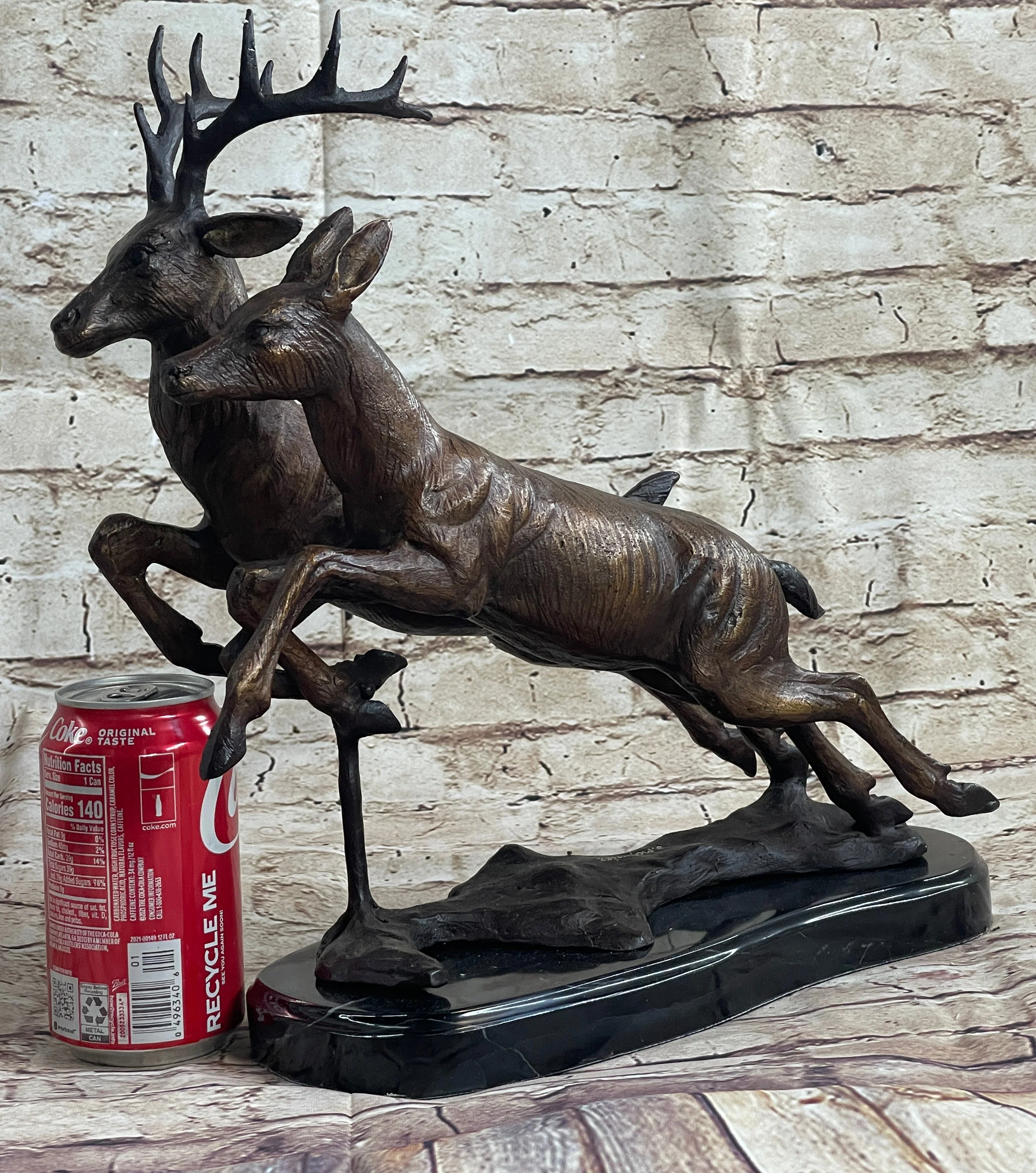 Elk Deer Caribou Buck Stag Wildlife Art Hunting Lodge Camp Bronze Marble Statue - Image 2
