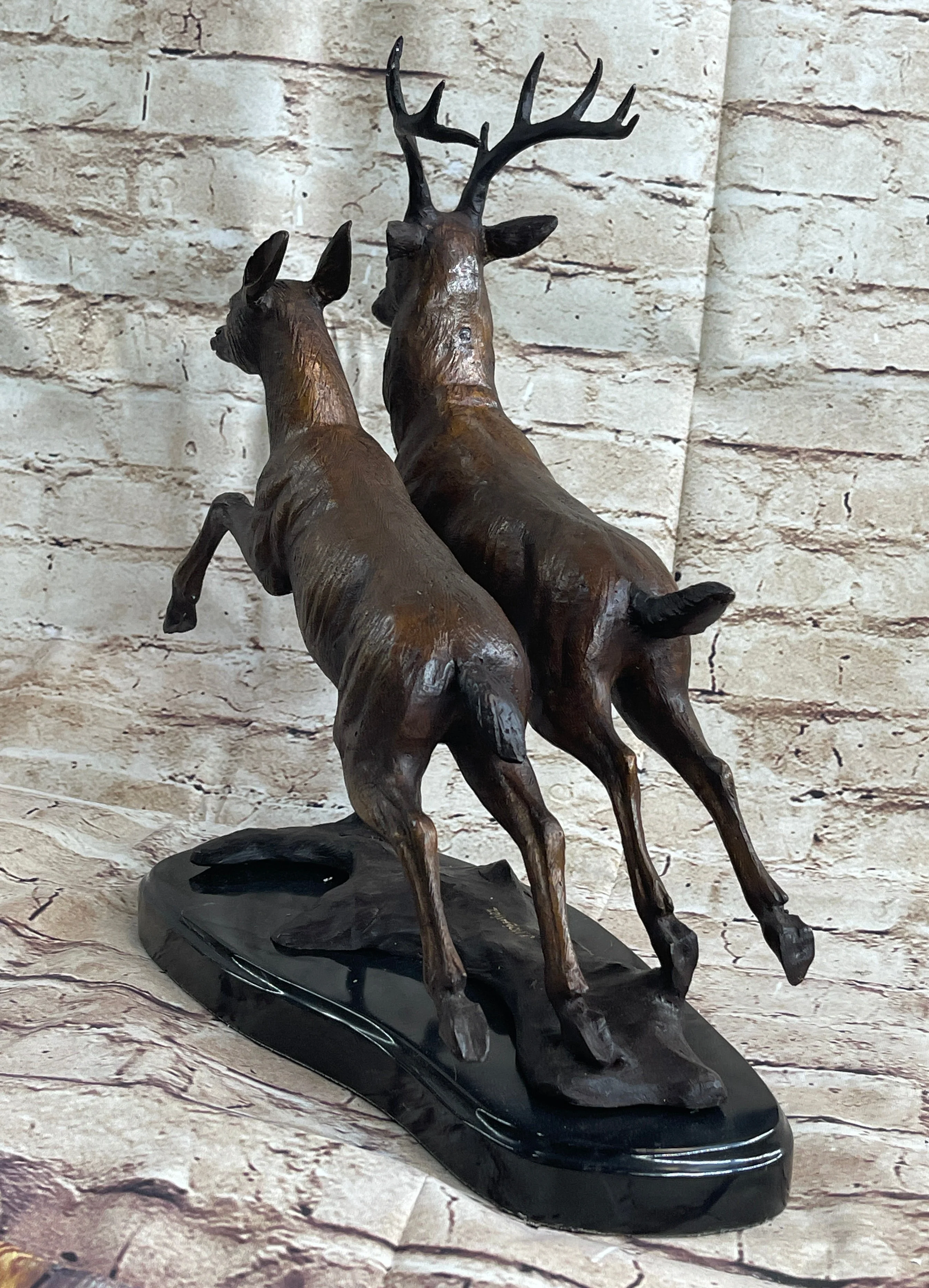 Elk Deer Caribou Buck Stag Wildlife Art Hunting Lodge Camp Bronze Marble Statue - Image 6