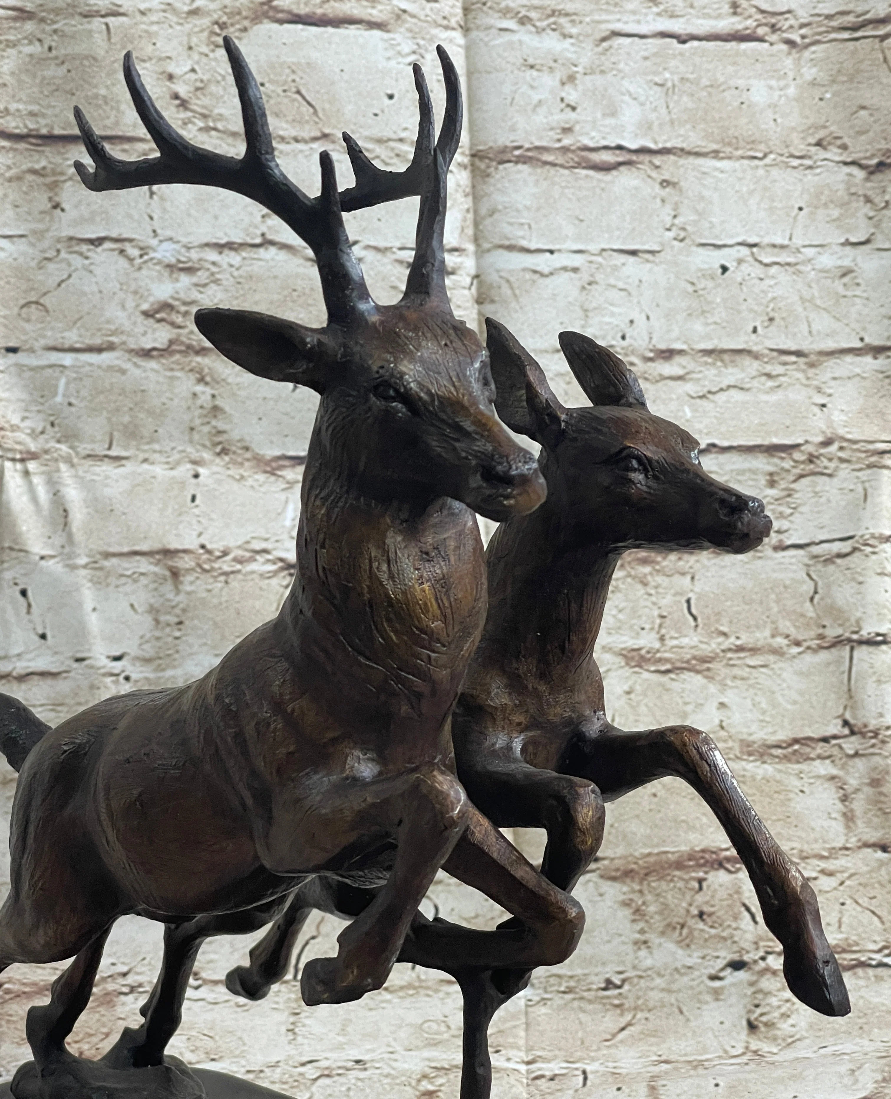 Elk Deer Caribou Buck Stag Wildlife Art Hunting Lodge Camp Bronze Marble Statue - Image 8