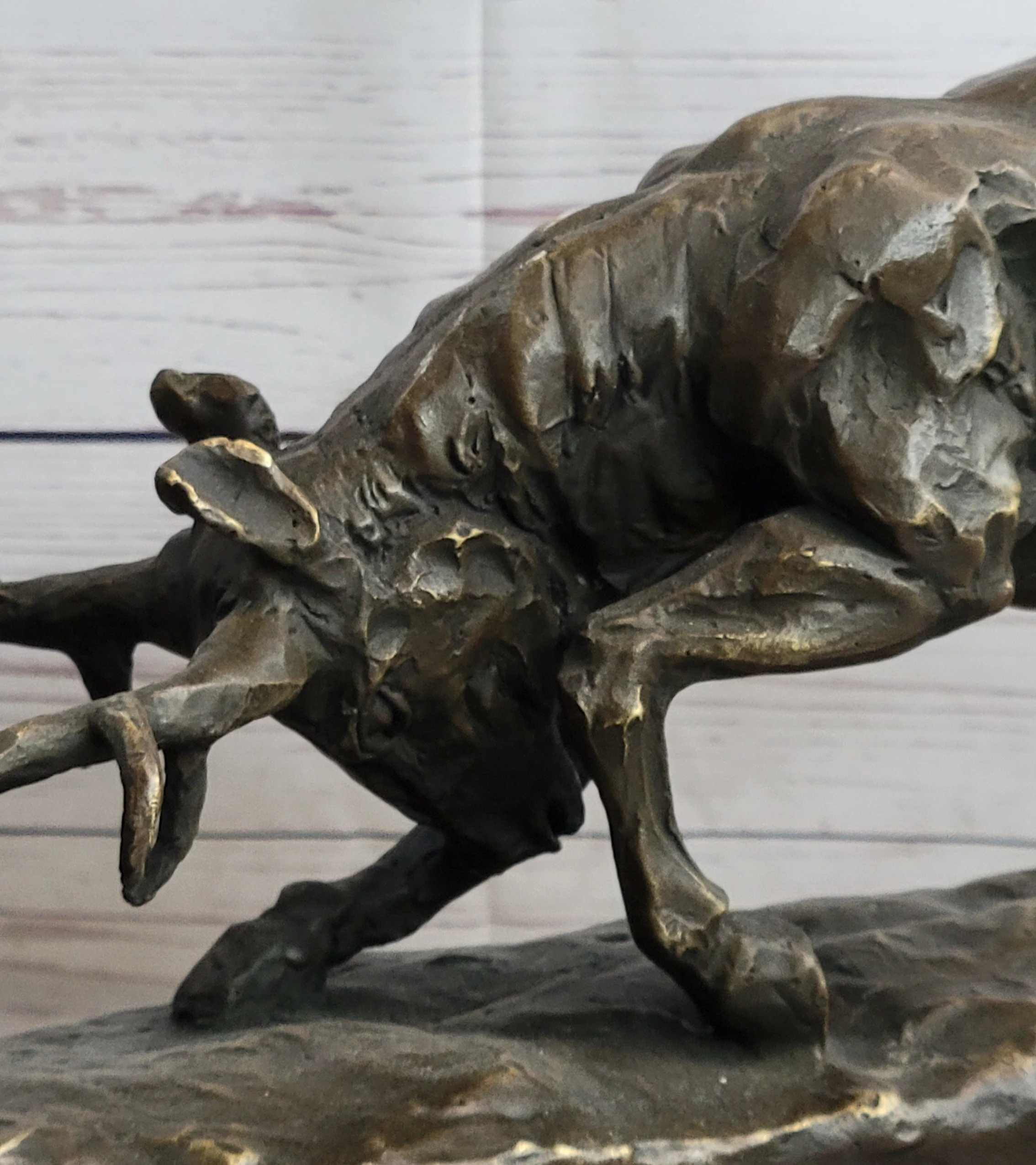 Elk Reindeer Caribou vs. Bear Bronze Sculpture Statue Wildlife Original Art Decor - Image 7