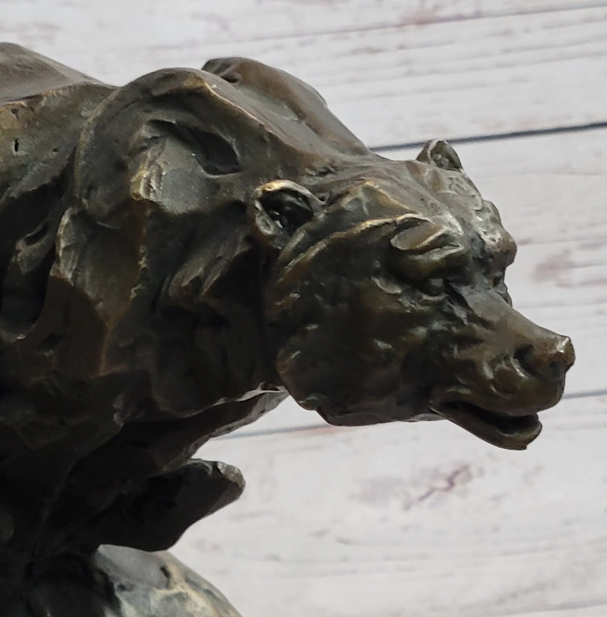 Elk Reindeer Caribou vs. Bear Bronze Sculpture Statue Wildlife Original Art Decor - Image 8