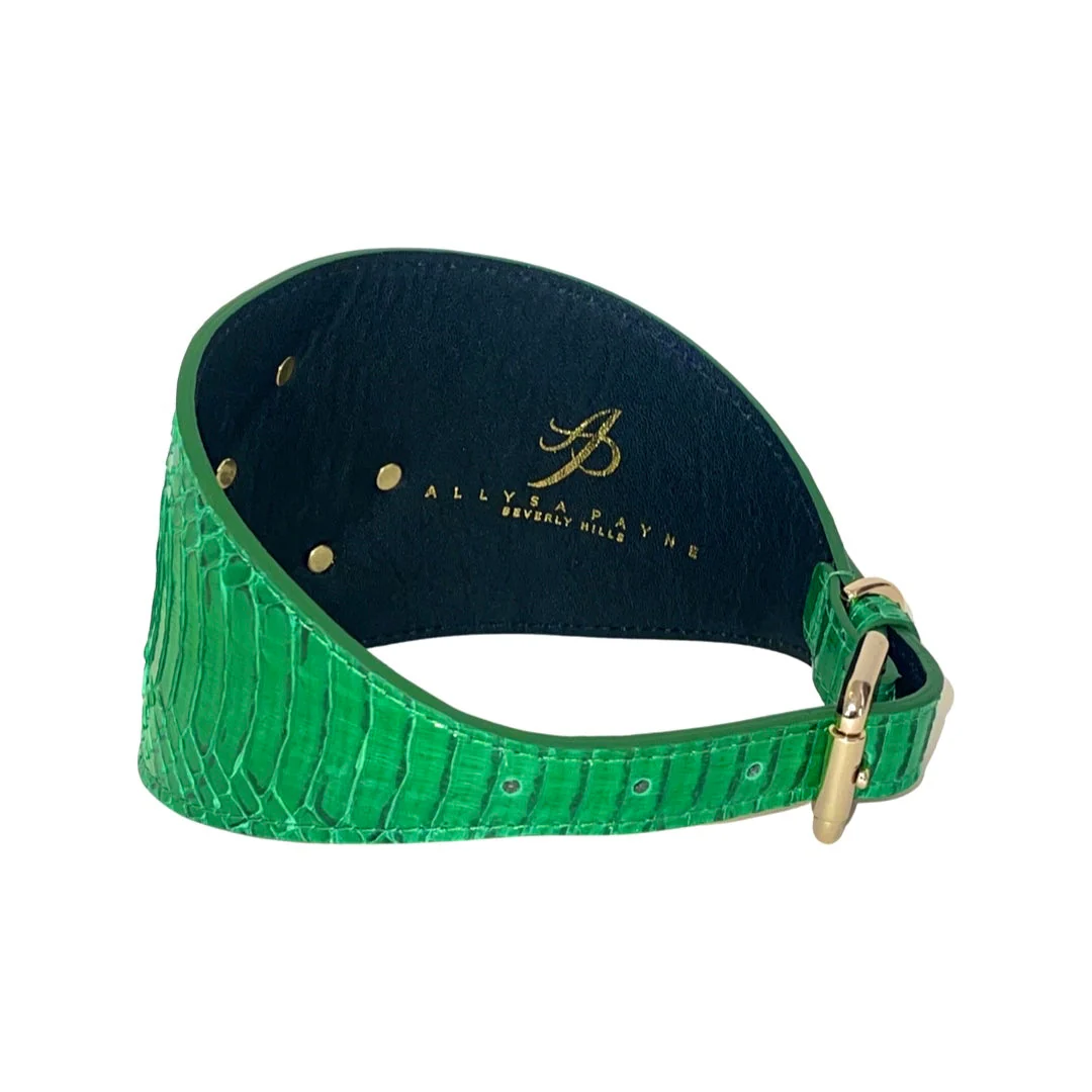 Emerald Green Snake Collar With Green Rhinestone Alligators - Image 3