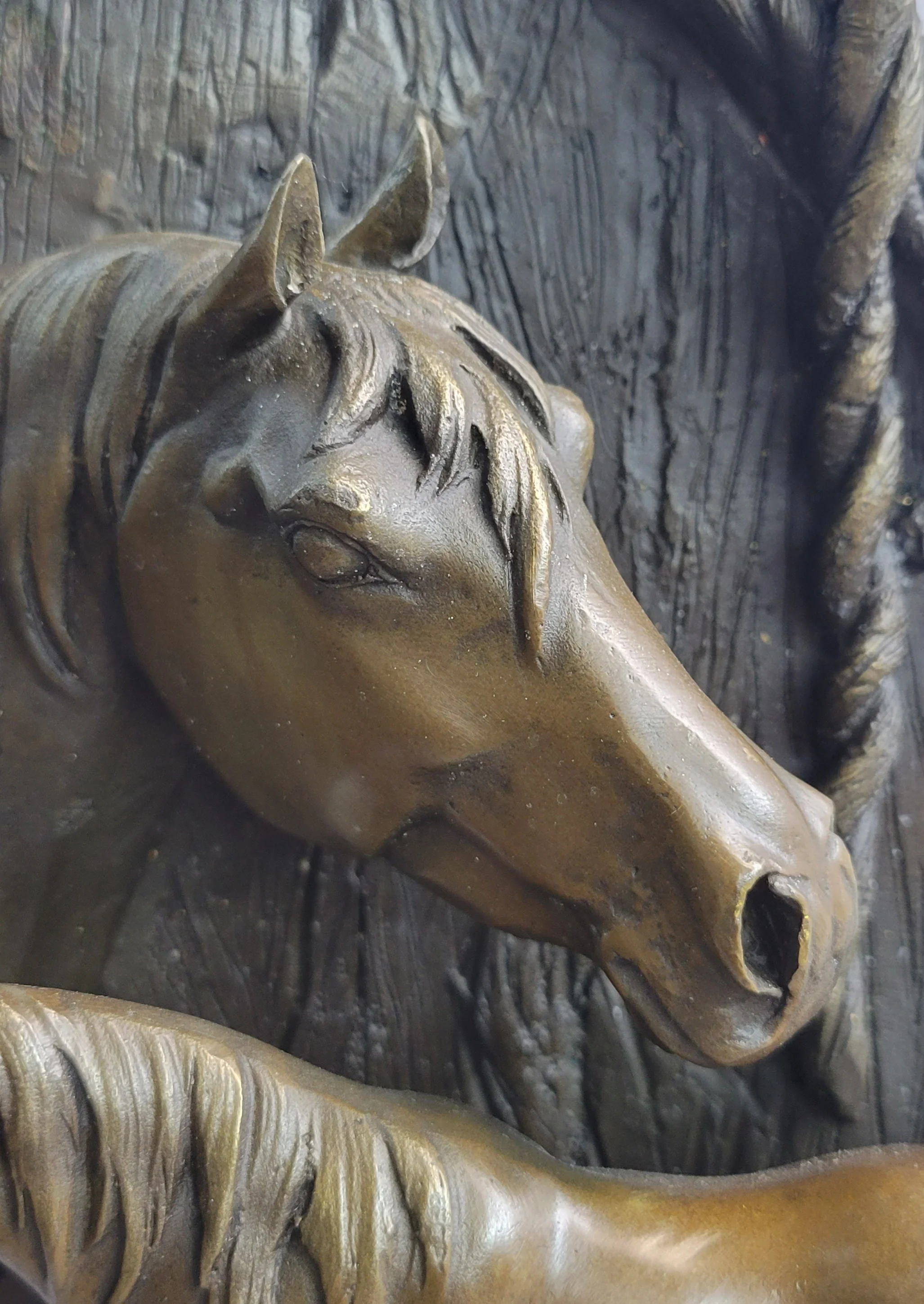 Equestrian Horse Lover Decor Mare & Foal Bronze Sculpture Statue on Marble Base - Image 7