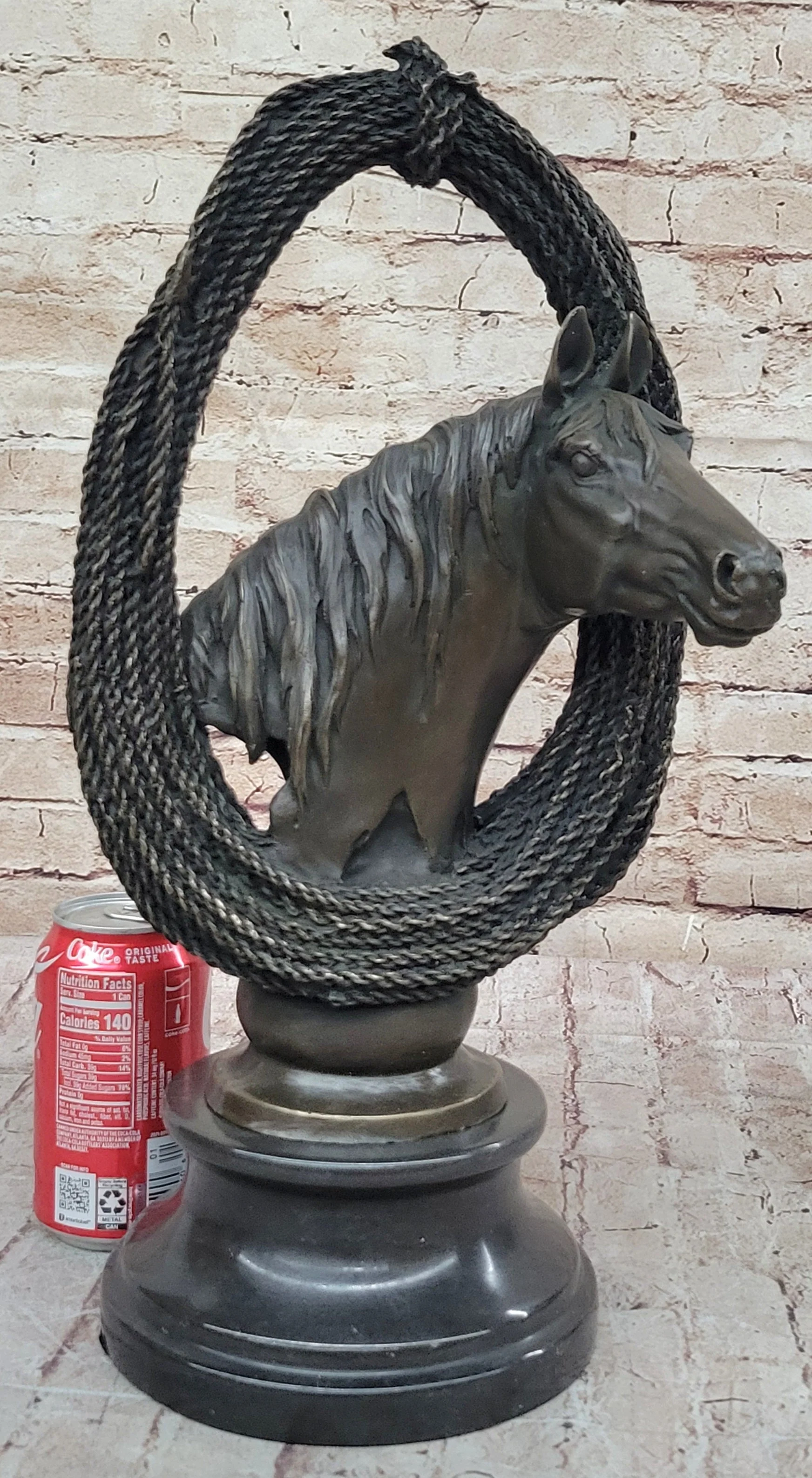Equestrian Horse Lover Horses Bust Original Art Bronze Sculpture Statue Figure on Marble Base - Image 2