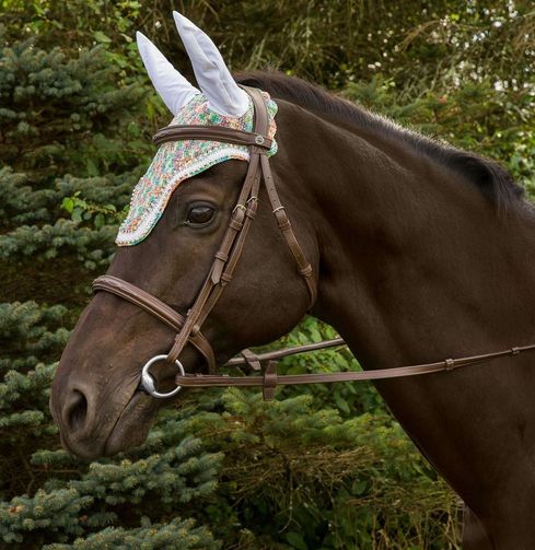 Equine Couture Rainbow Fly Bonnet with Crystals - Image 2