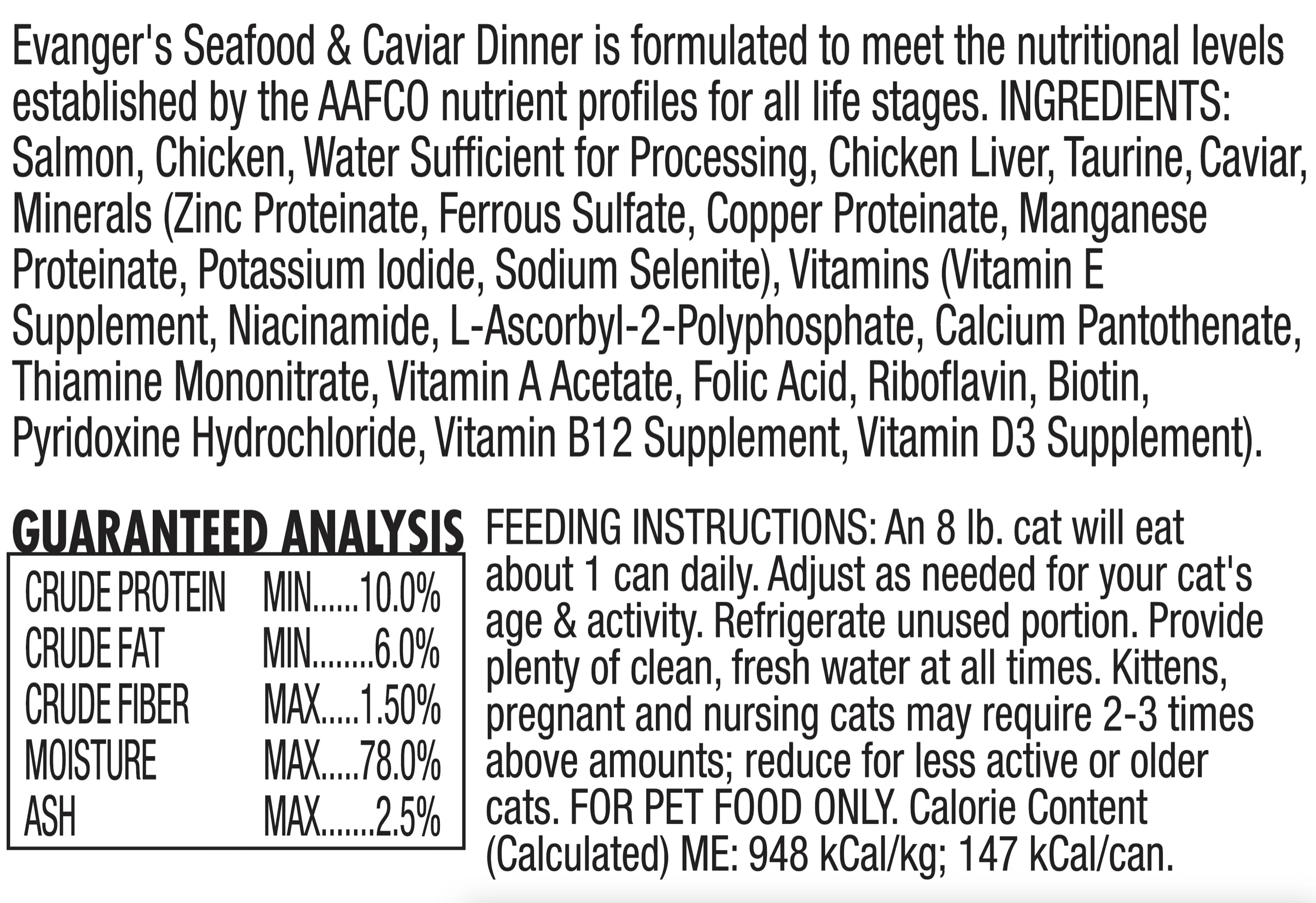 Evangers All Life Stages Super Premium Seafood & Caviar Dinner Wet Cat Food (5.5oz) - Image 2