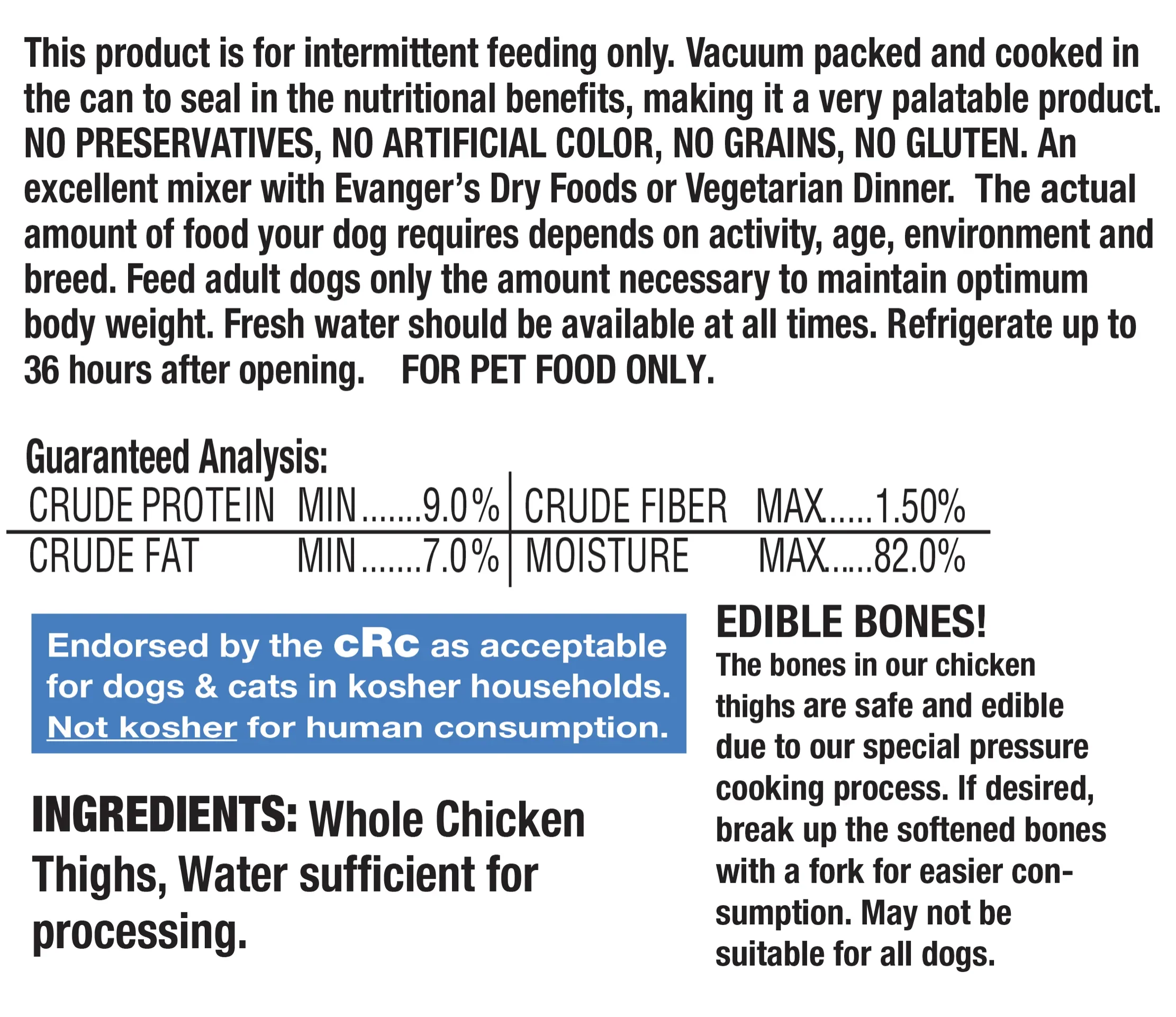 Evangers All Life Stages Whole Chicken Thighs Wet Dog Can (12oz) - Image 2