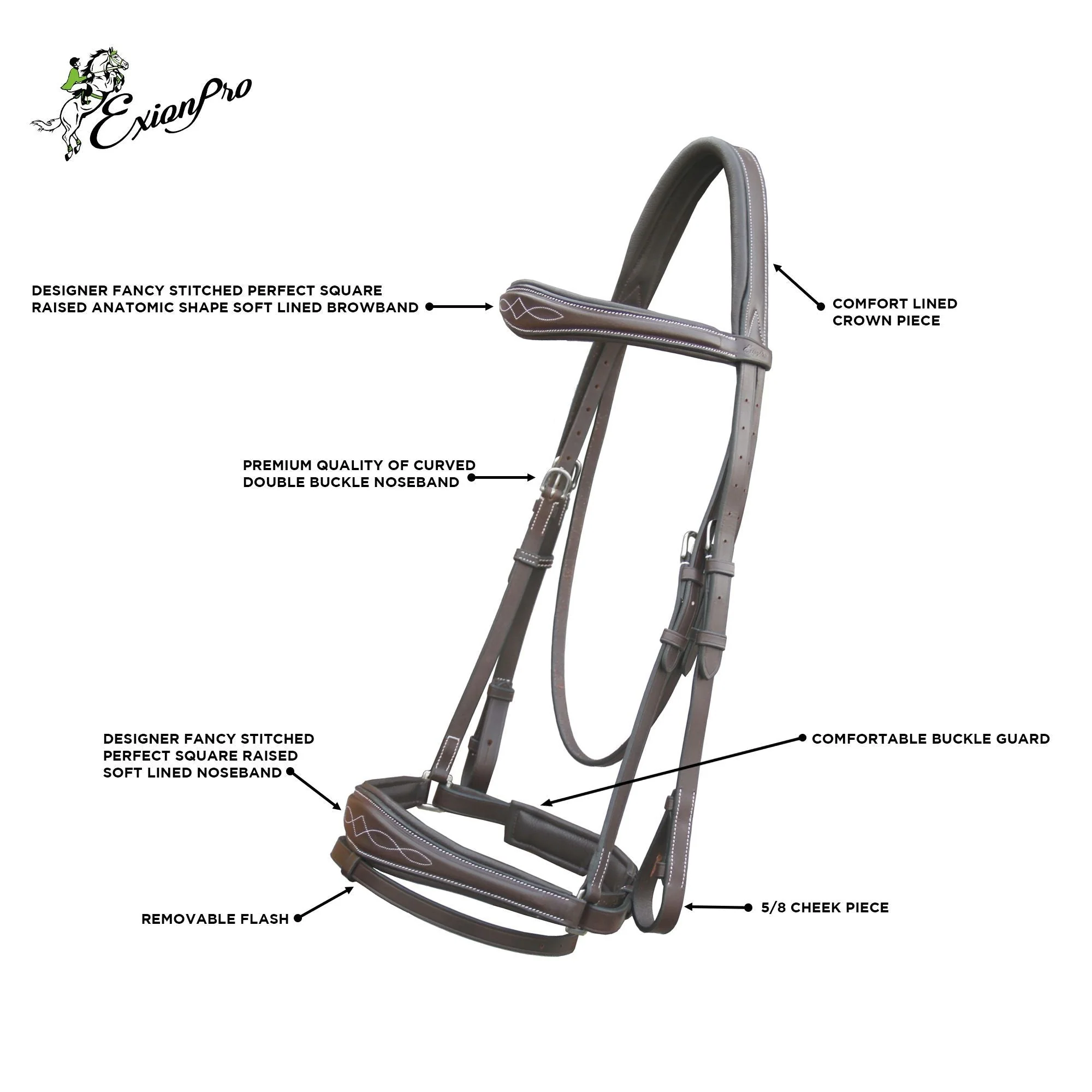 ExionPro Anatomical Dressage Bridle with Reins - Image 5