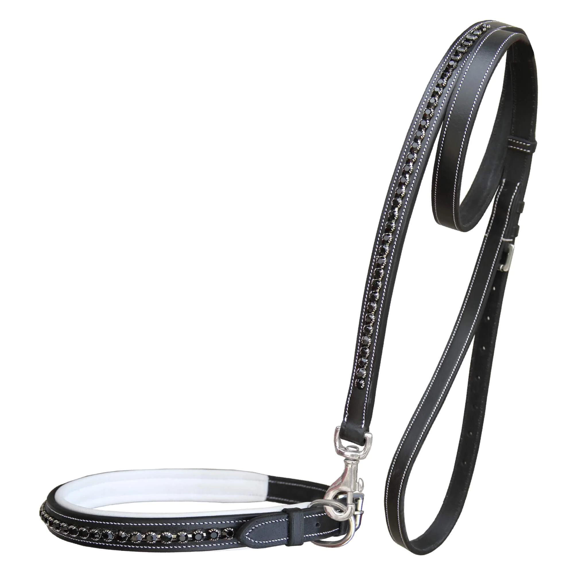 ExionPro Black Bling Dog Collar With Leash - Image 2