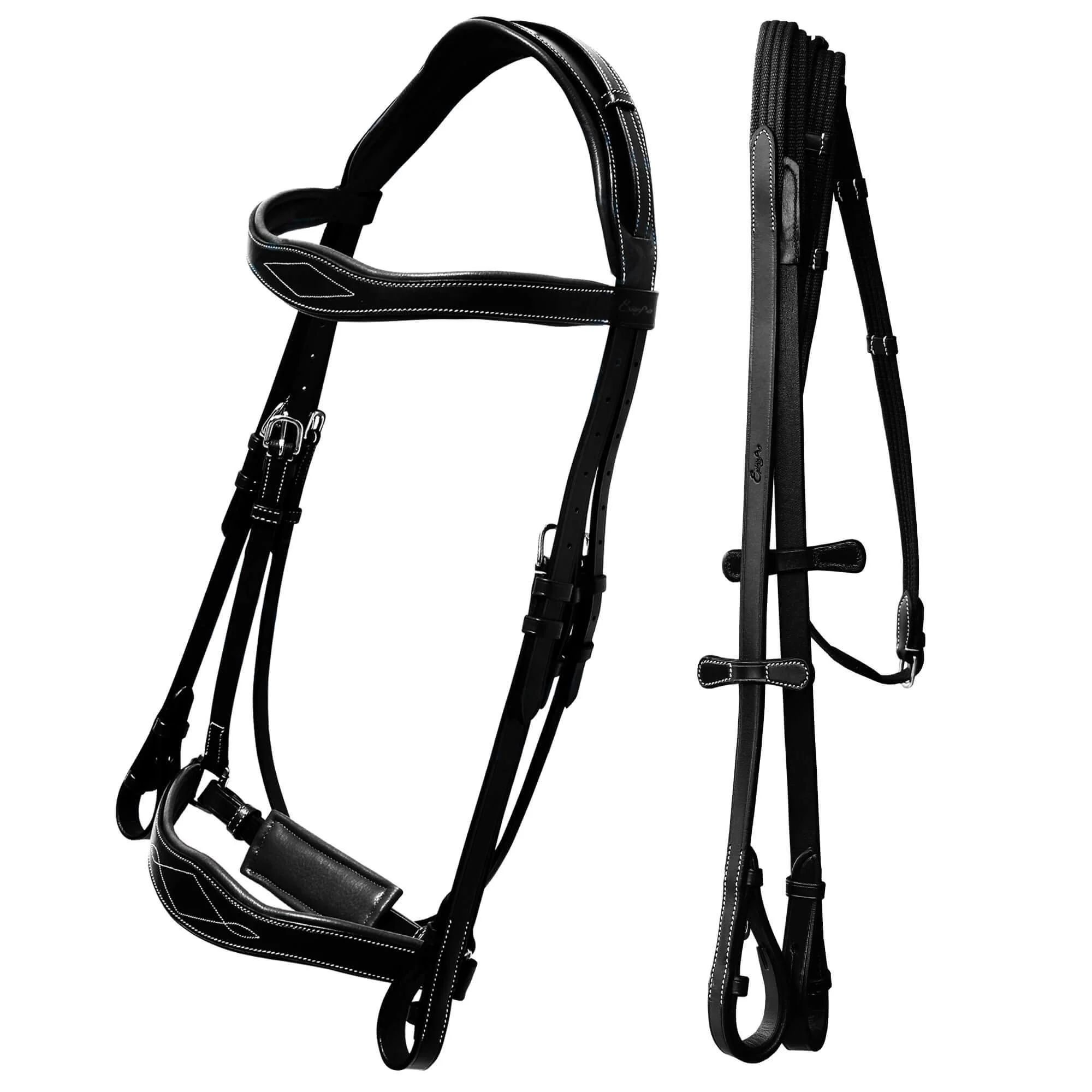 ExionPro Broad Wave Shape Designer Fancy Dressage Bridle & Web Reins - Image 2