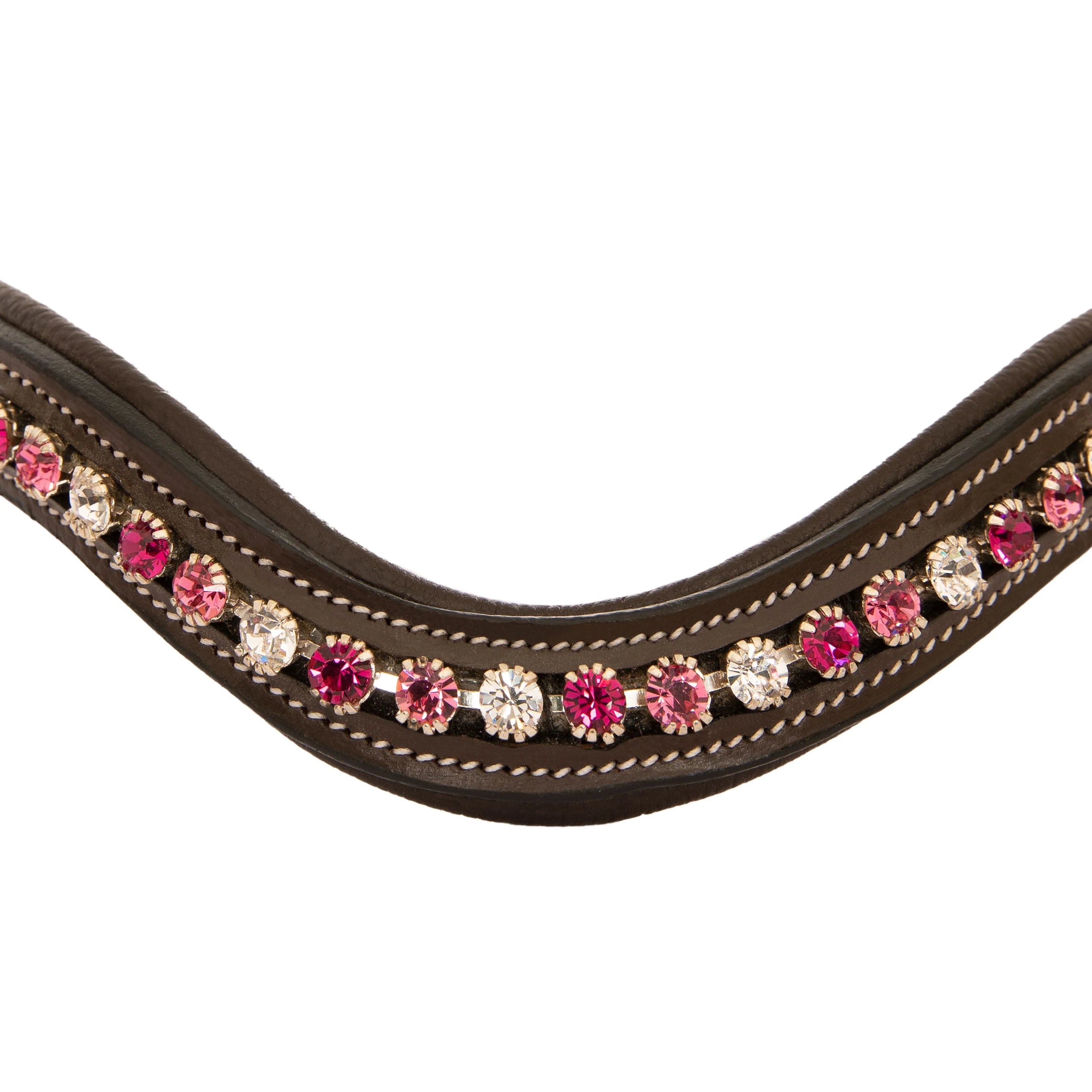 ExionPro Designer Clear Light Pink & Maroon linked Crystal Browband - Image 4