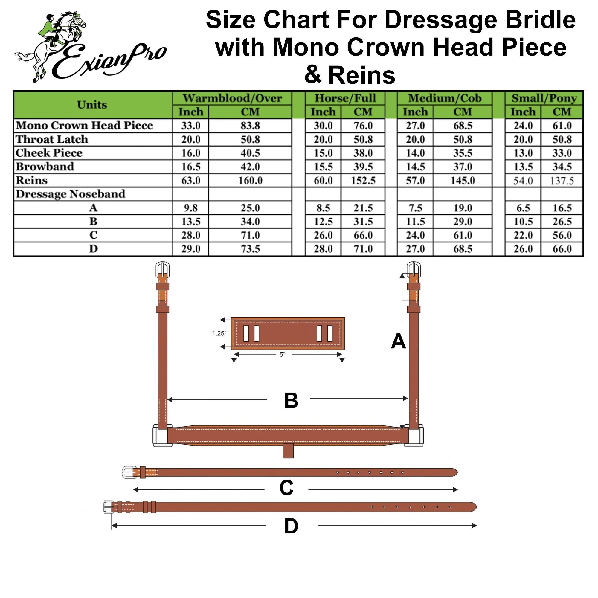 ExionPro Dressage Bridle: Mono Crown, Raised Browband, Anatomical Noseband, Detachable Flash & Web Reins - Image 6