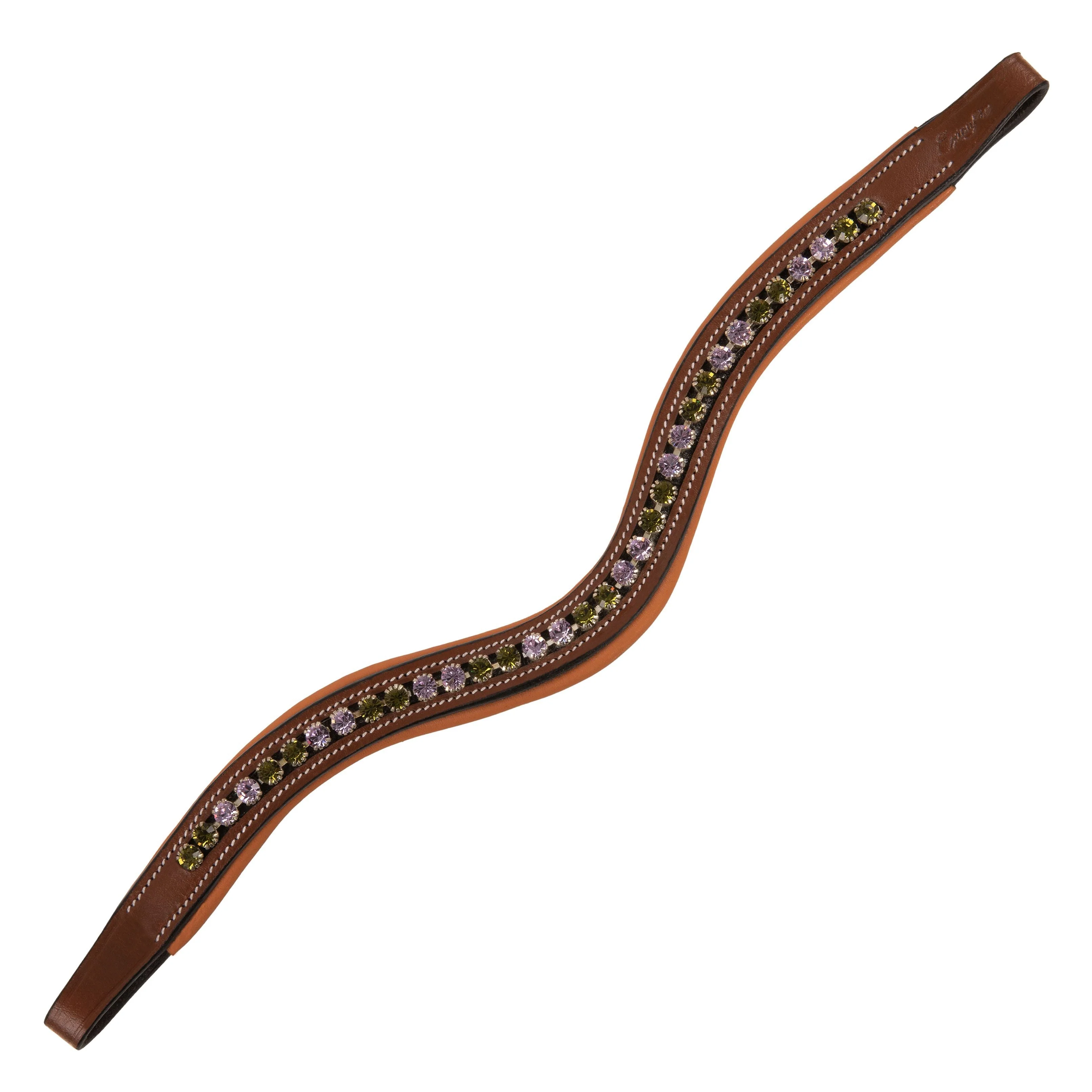 ExionPro Elegant Deep Curved Soft Padded Olivine, Violet Colored Crystal Browband - Image 2