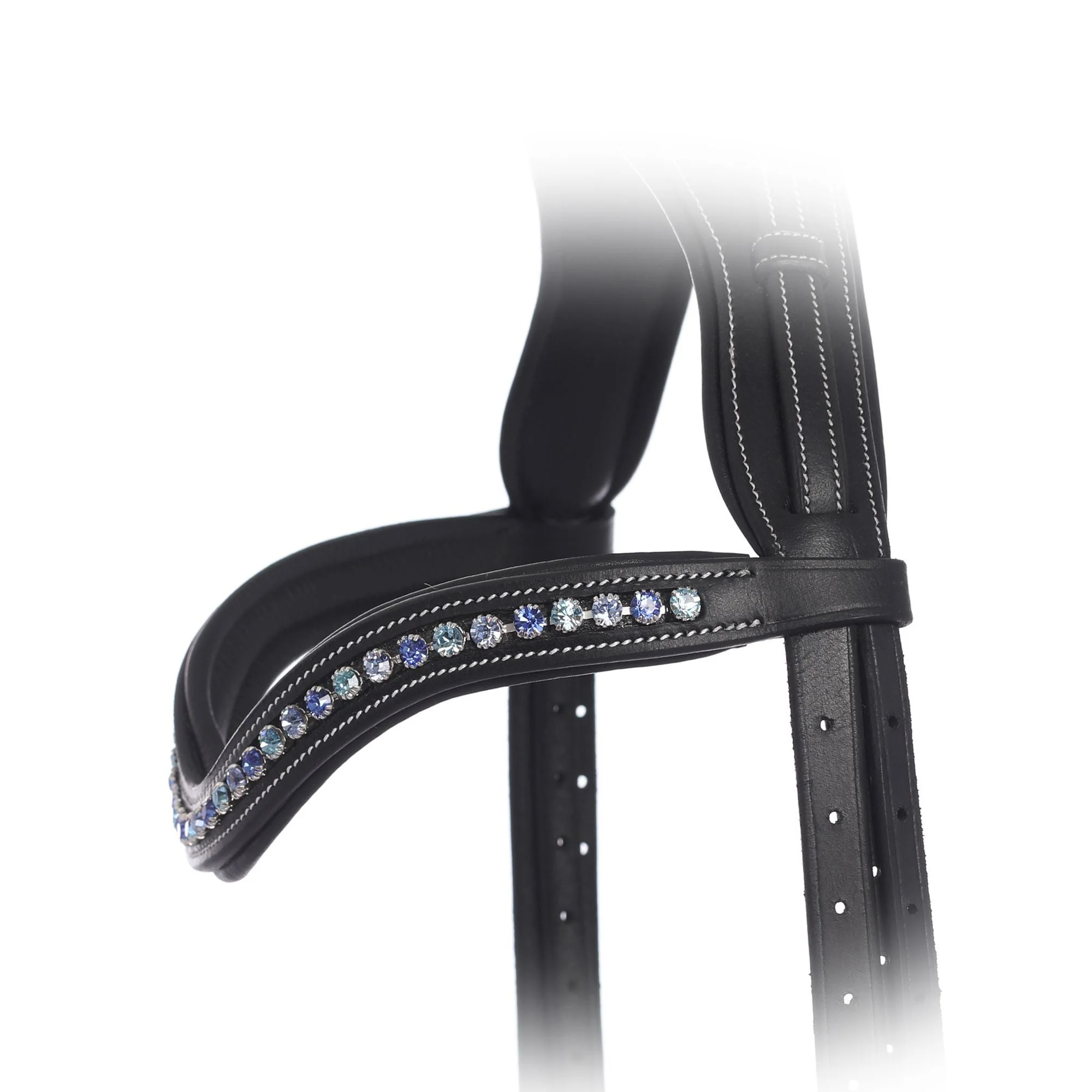 ExionPro Elegant Deep Curved Soft Padded Sapphire, Aqua Marine, Light Sapphire Colored Crystal Browband - Image 2