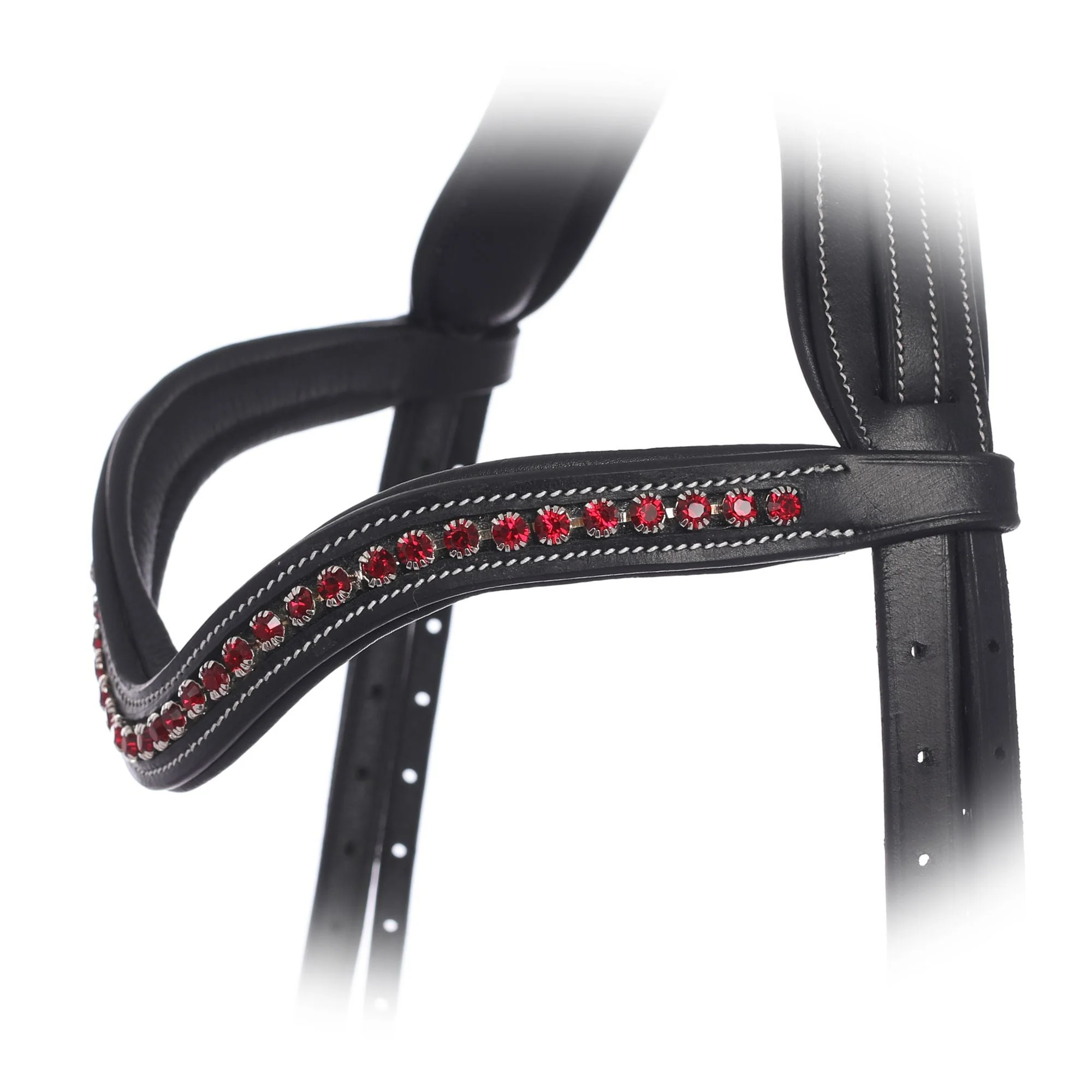 ExionPro Elegant Deep Curved Soft Padded Siam Crystal Decorated Browband - Image 2