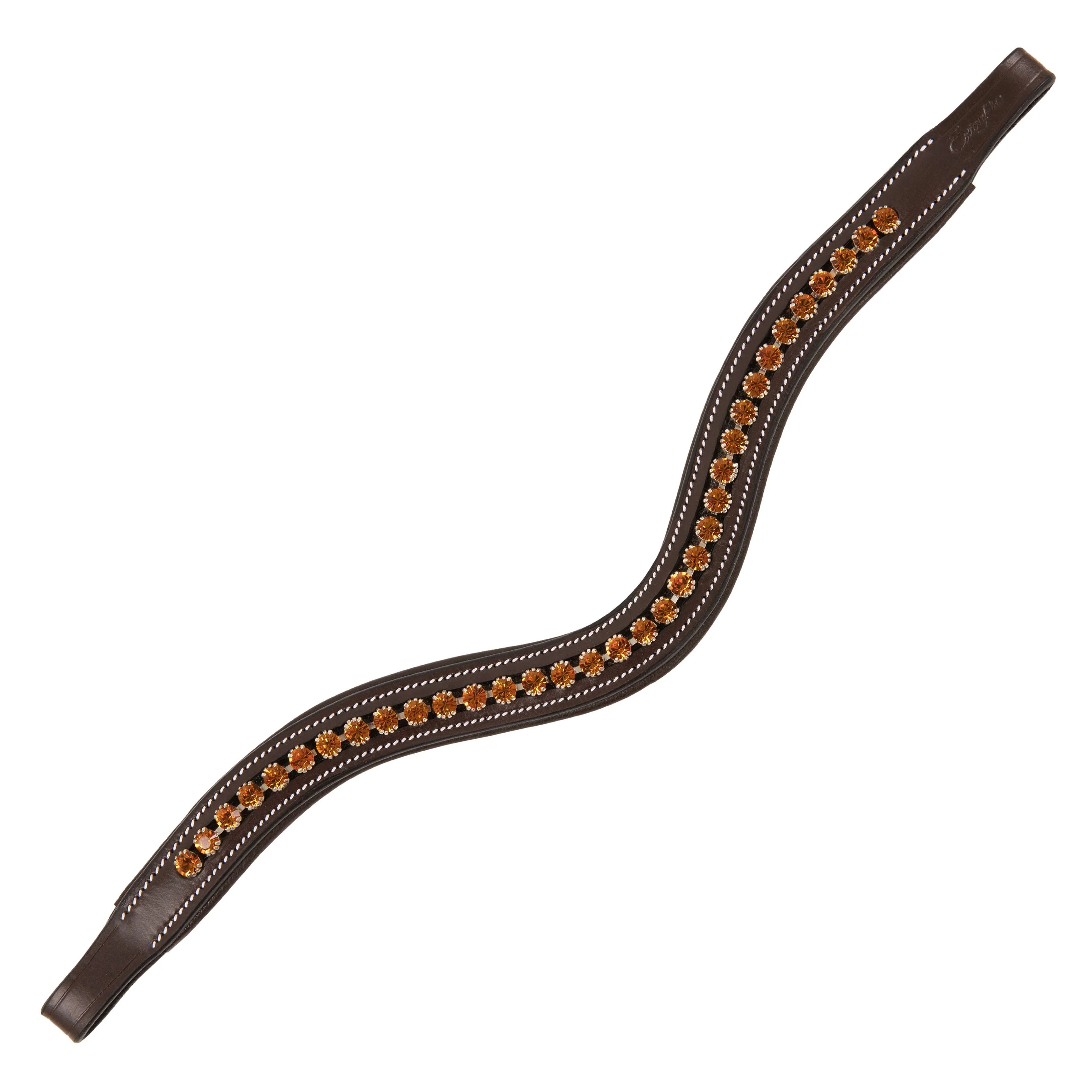 ExionPro Elegant Deep Curved Soft Padded Topaz Crystal Decorated Browband - Image 2