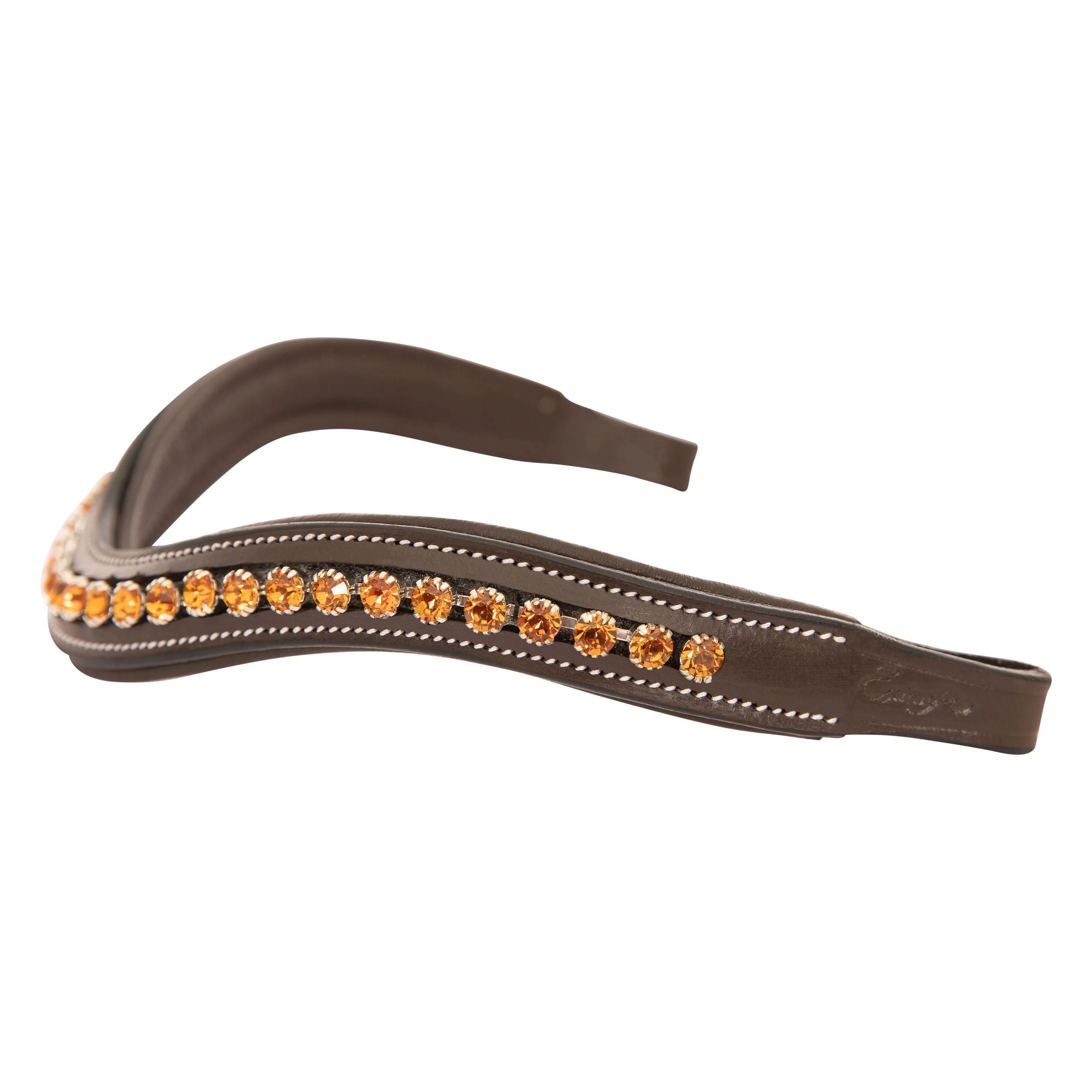 ExionPro Elegant Deep Curved Soft Padded Topaz Crystal Decorated Browband - Image 4
