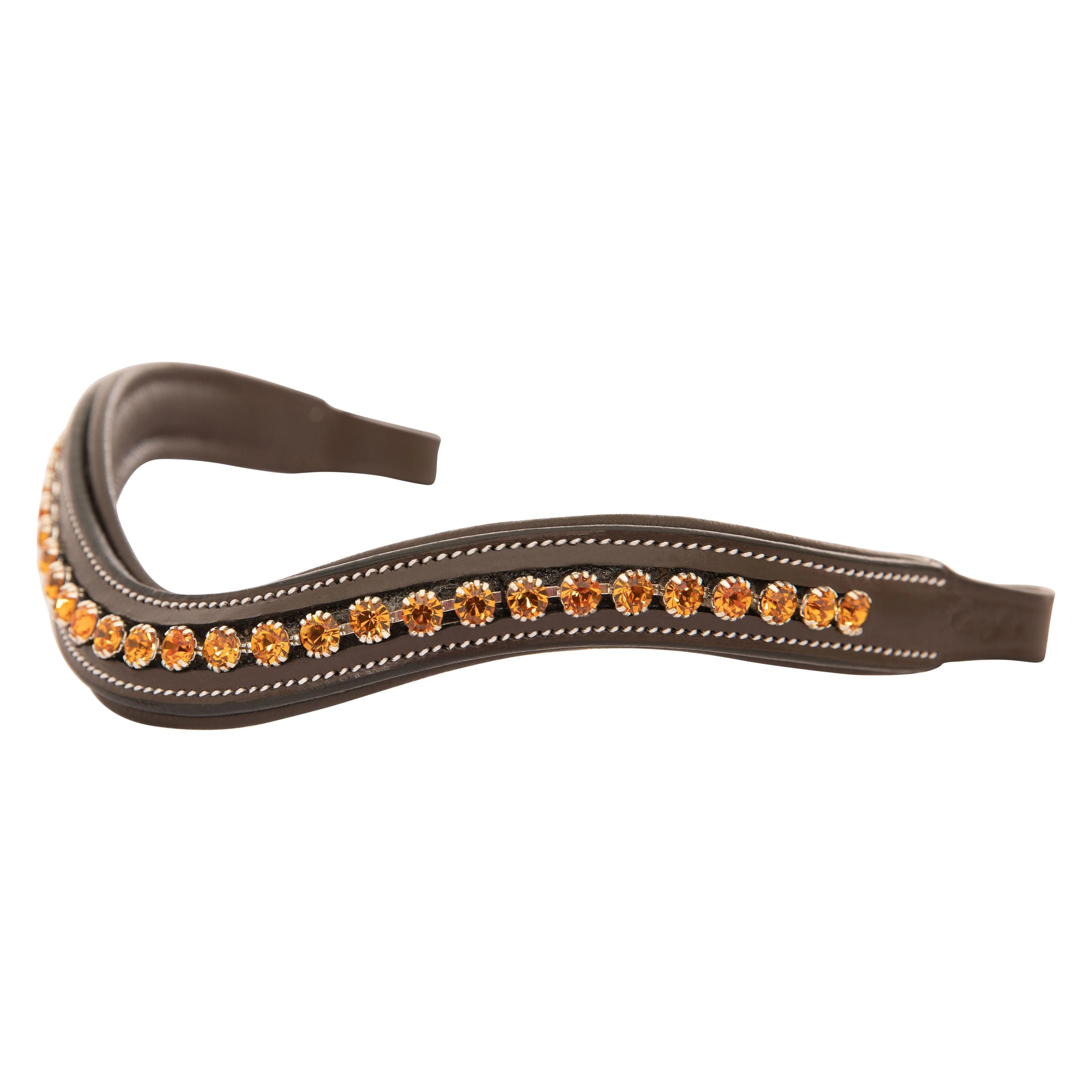 ExionPro Elegant Deep Curved Soft Padded Topaz Crystal Decorated Browband - Image 7