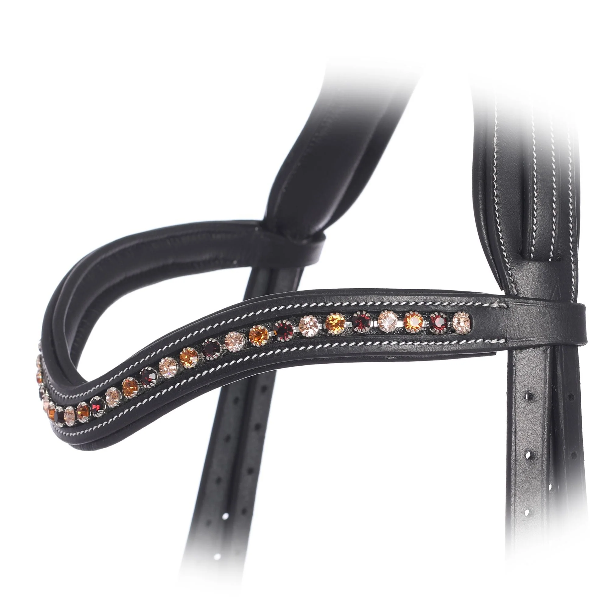 ExionPro Elegant Soft Padded Light Peach, Burgundy, Topaz Colored Crystal Browband - Image 3