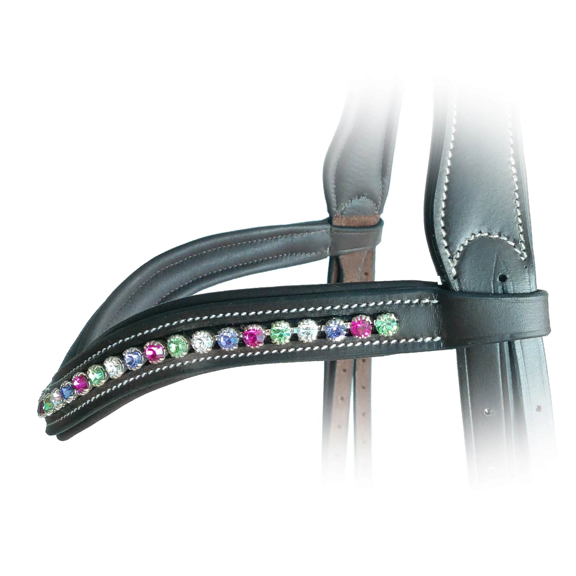 ExionPro Elegant Soft Padded Peridot, Fuchsia, Tanzanite, Clear Crystal Browband - Image 2