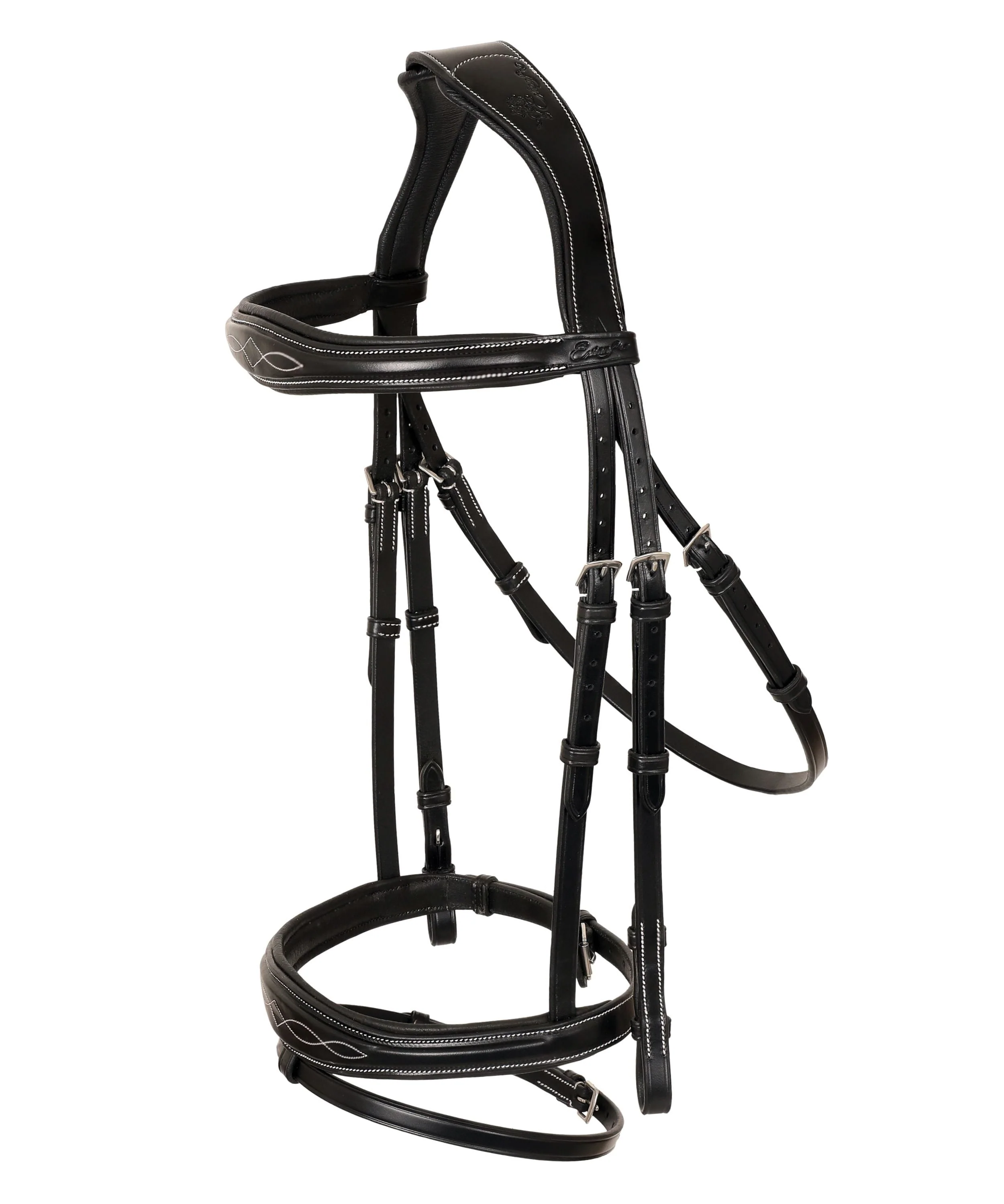 ExionPro Fancy Stitched Raised Anatomical Bridle with Rubber Reins - Image 2